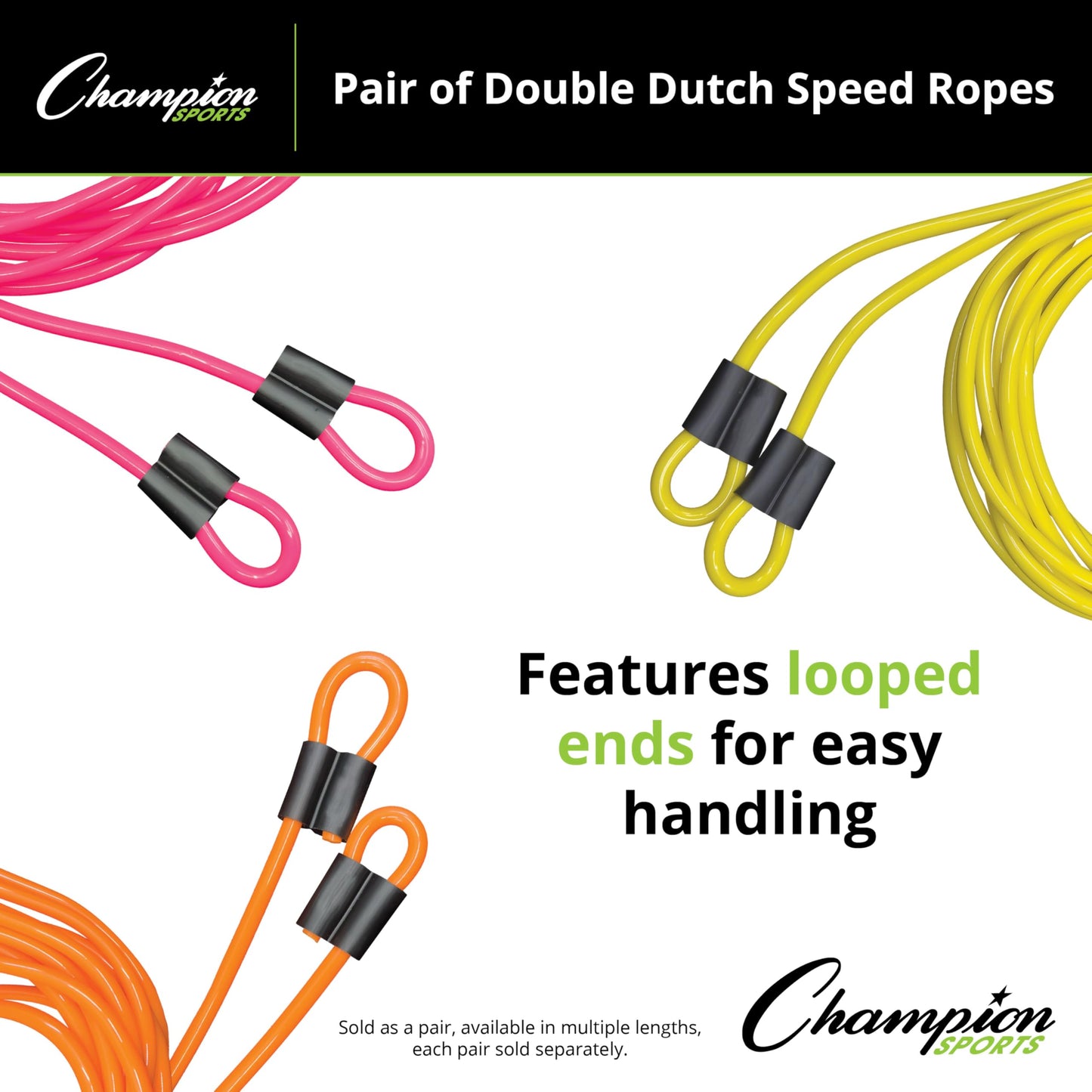 Champion Sports DD Series Double Dutch Licorice Jump Ropes - Pink, 16-Feet (Set)