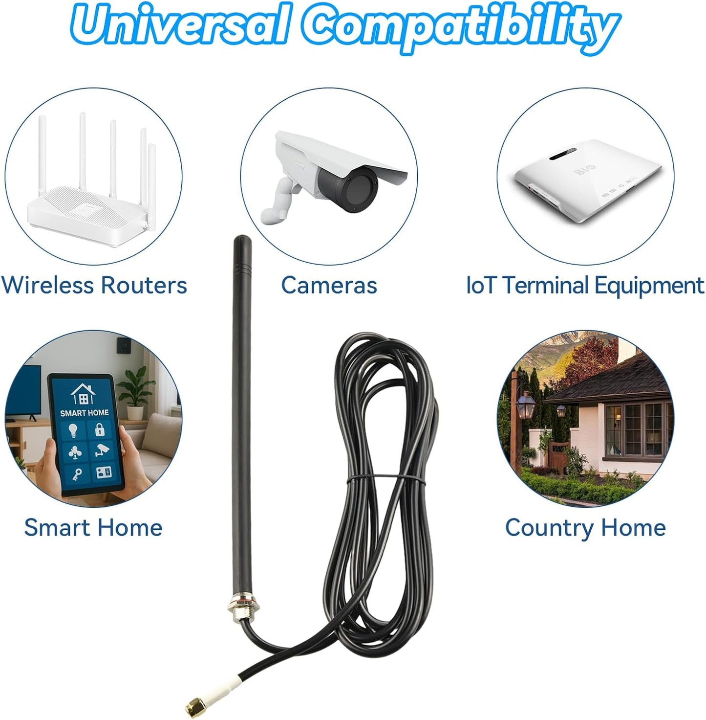 Boobrie 2.4Ghz 5Ghz/5.8Ghz 9.84ft Dual Band Outdoor WiFi Antenna Omnidirectional WiFi Antenna Cable SMA Male & RP-SMA
