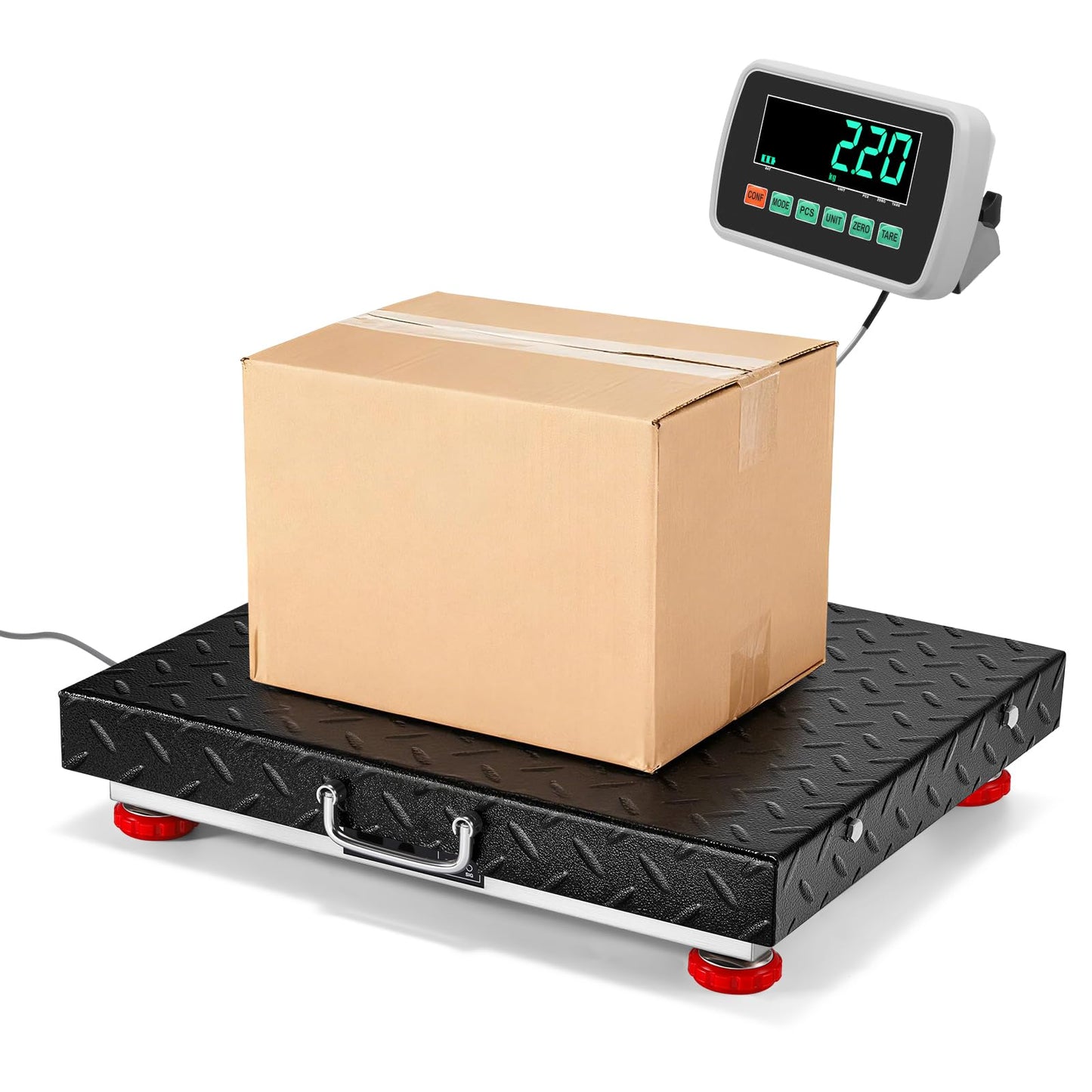 Bonvoisin Heavy Duty Floor Scale with 20.5” X 17.7” Large Stainless Steel Platform, 660LBs Industrial Bench Scale for Packages, Luggage, Suitcases, Boxes