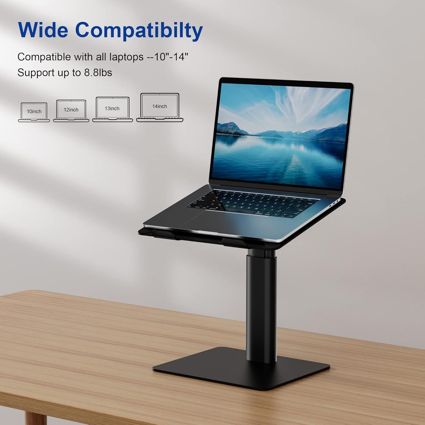 BESIGN LSX6 10-14" Computer Holder Stand, Ergonomic Adjustable Notebook Riser for Standing Work, Compatible with Air