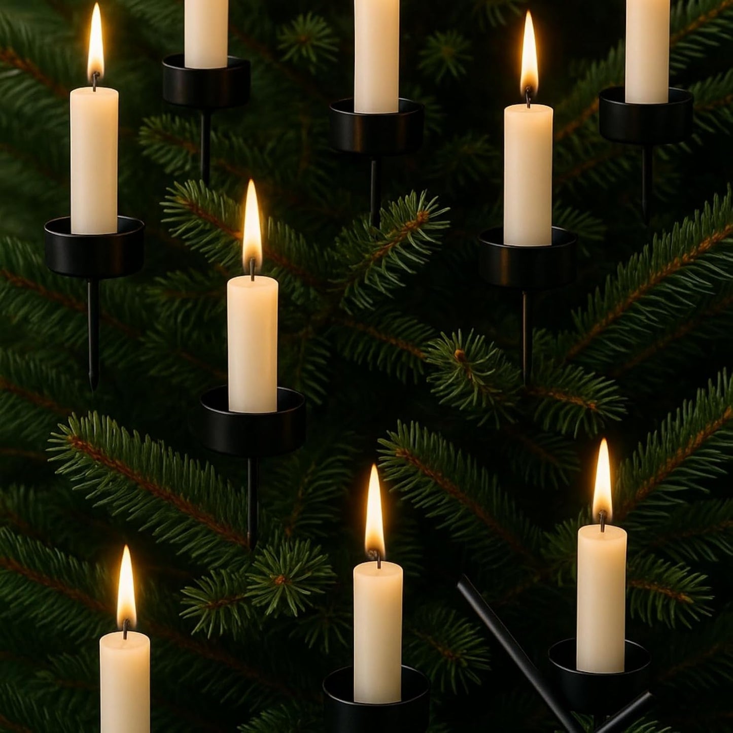 Veemoon Candle Holder Stakes - 6pcs Heavy-Duty Taper Candlestick Holders for Table Centerpieces | Black