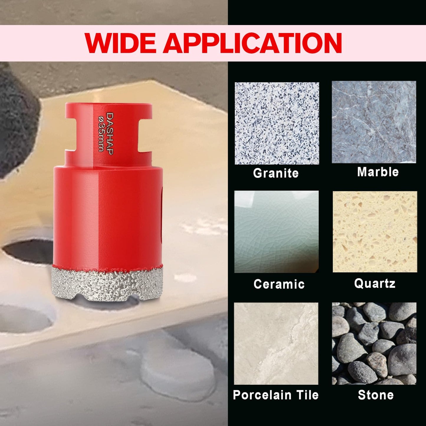 Diamond Hole Saw Kit,14 PCS Porcelain Tile Drill Bits Set 6/6/8/19/25/35/51/75/100mm,Diamond Core Drill Bits Set for Ceramic, Granite,Porcelain