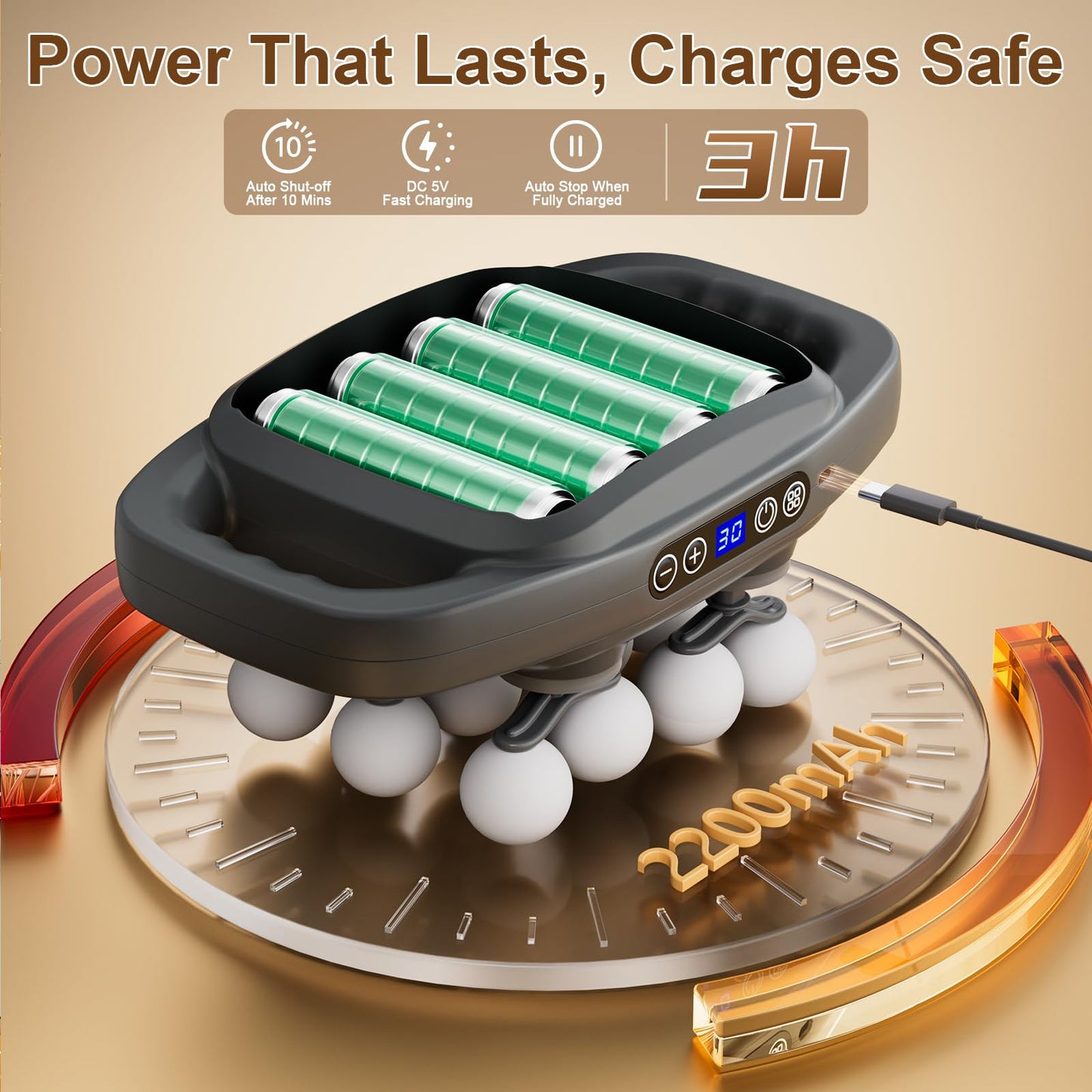 Vinid Cordless Neck and Back Massager with Heat, 12 Professional Massage Heads, 30 Adjustable Intensity Levels, 3 Massage Modes for Deep Tissue Relief, Includes Bonus 4 Heads & Shoulder Strap
