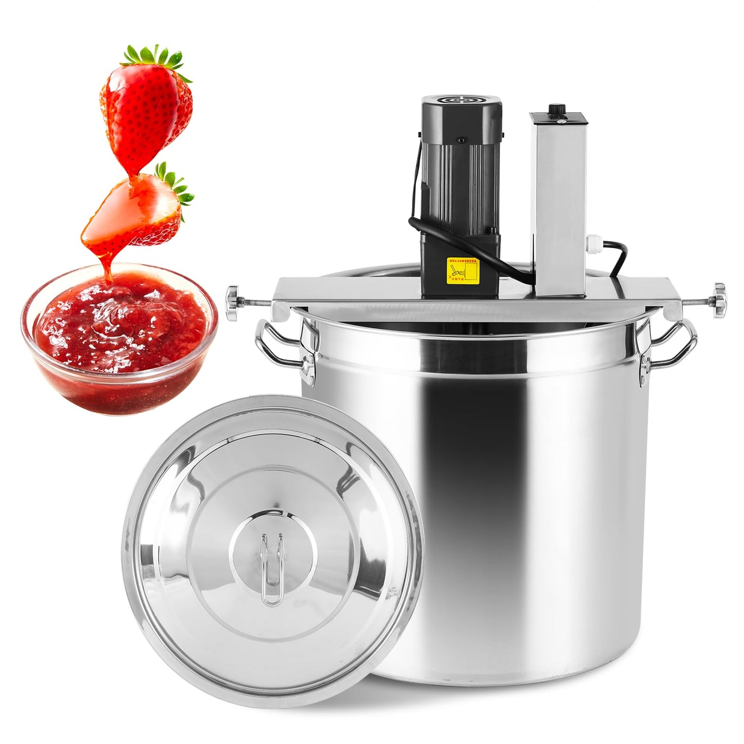 Automatic Food Mixer 40L/10.5 Gal 300W Sauce Stirrer Frying Machine Electric Mixer Machine Commercial Pot Seasoning Bottom Soup Sauce Stirrer for Making Jam, Sauce