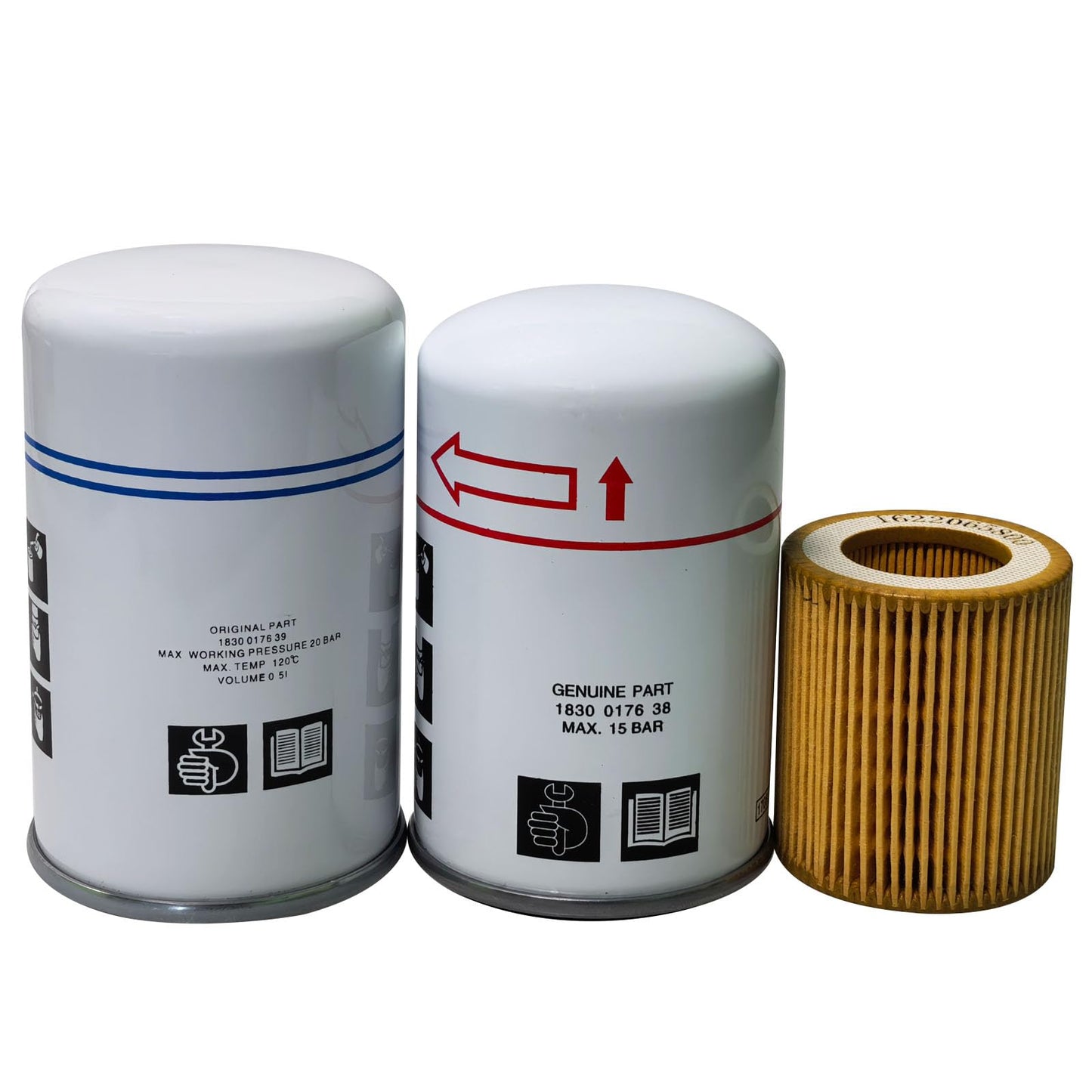 Filter Kit 1830017639 Oil Separator 1830017638 Oil Filter 1622065800 Air Filter, Compatible with Air Compressor Replacement