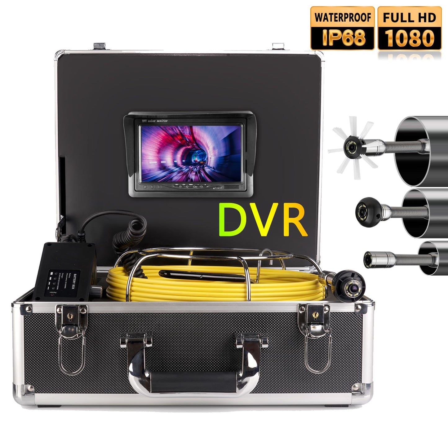 7 Inches Monitor 100ft/30m with Distance Mark Plumbing Snake Pipe Inspection Video Camera,DVR Recorder Waterproof IP68 Drain Sewer Pipeline Industrial Endoscope System…