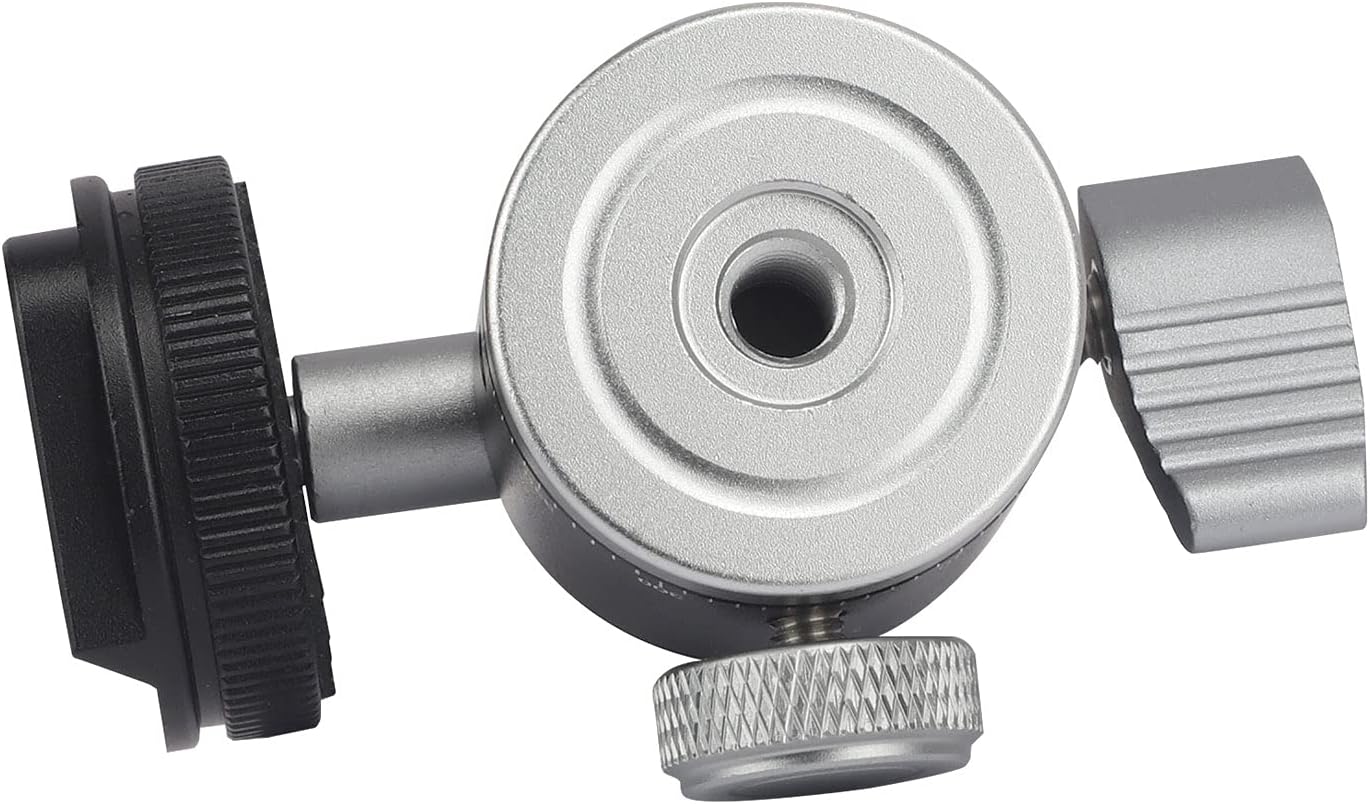 Leftfoto 360 90Tilt 1/4" Camera Tripod Mini Ball Head Adapter Degree Rotatable Pan with Cold Shoe Mount with Screw