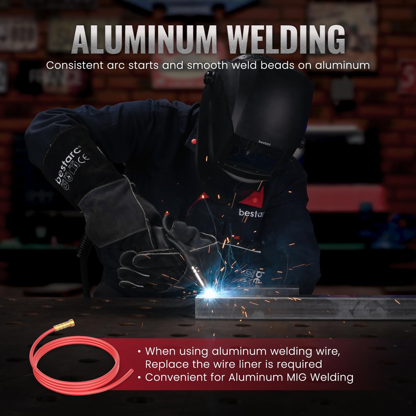 bestarc 215Amp MIG Welder, 110V 220V Gas MIG/Flux Core MIG/Stick/Lift TIG/Spool Gun/Spot Welding 7 IN 1 Aluminum Welding Machine, IGBT Multiprocess bestarc Welder with Synergy, Spool Gun Compatible