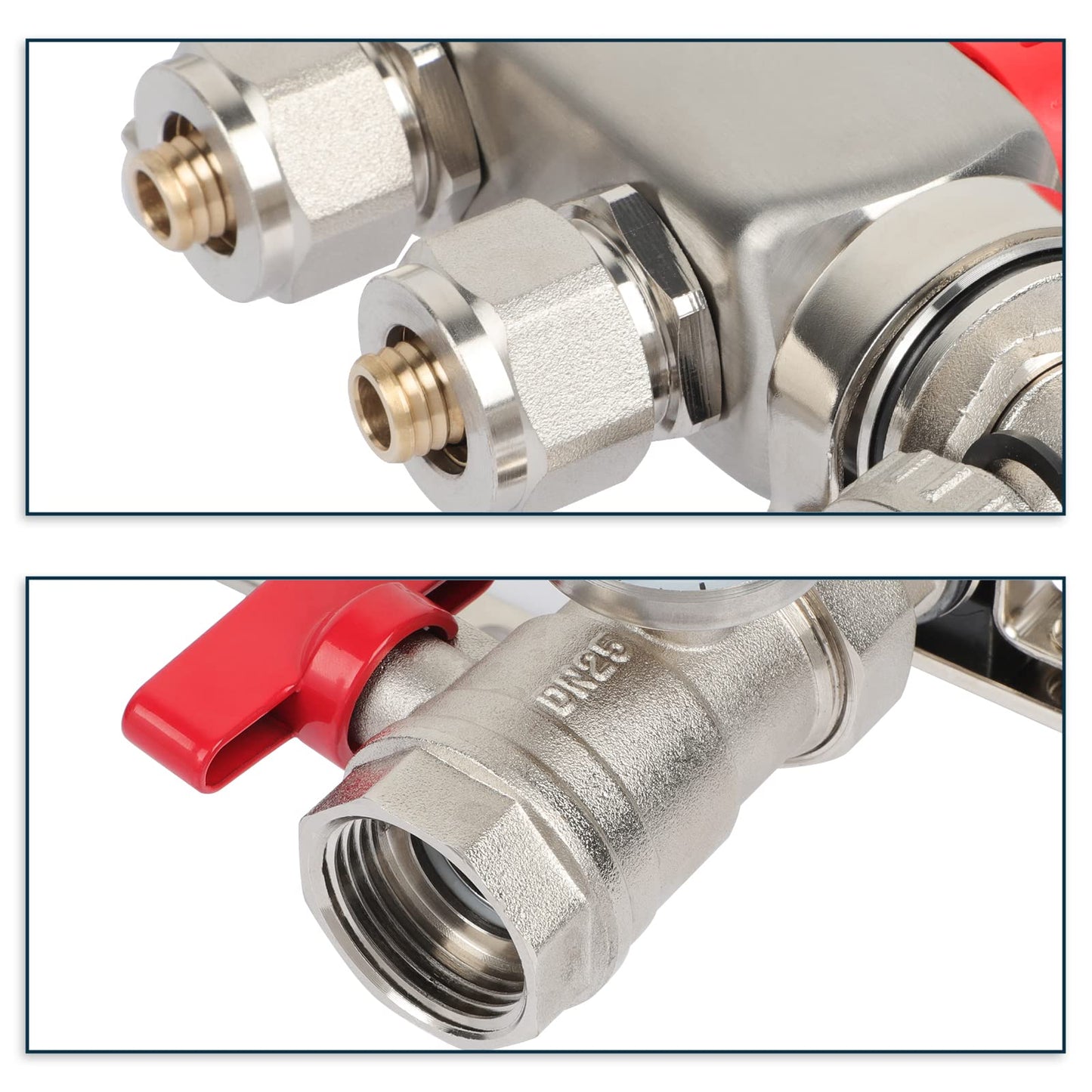 GCCSJ 3 Loops PEX Manifold Radiant Floor Heating Set Stainless Steel Heated Hydronic Heating