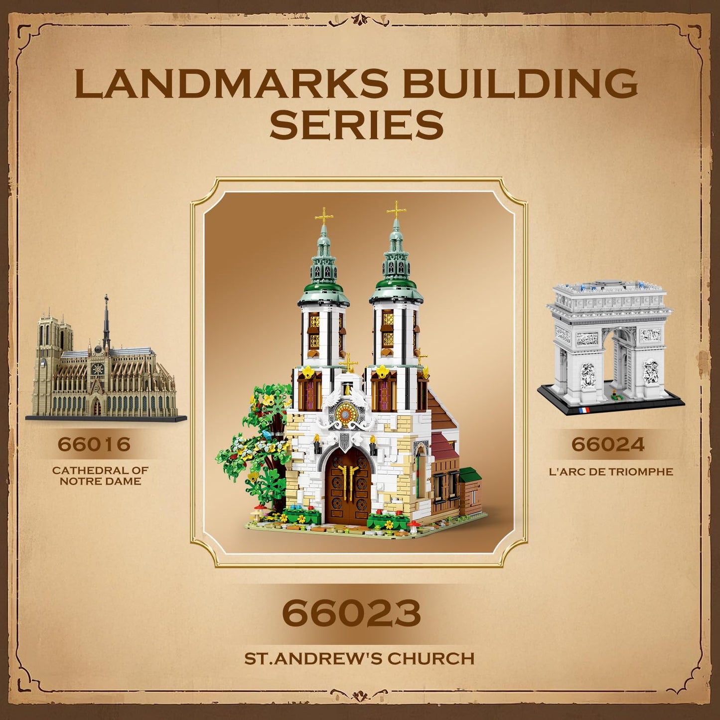 Reobrix St.Andrew's Church Building Sets with LED Lights, MOC Street View Building Blocks for Adults Teens, Architecture Model Kit, Home Office Decor, Idea Gift for Building Toys' Lover, 3056 Pcs