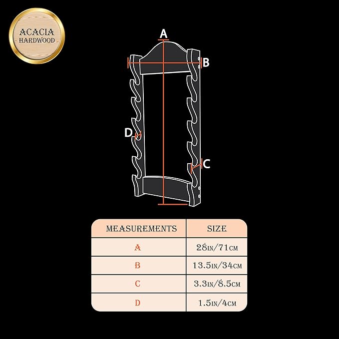 Mythrojan Medieval Sword Wall Mount Samurai Sword Display Stand Katana Sword Holder Gladiator Sword Wall Display Crusader Sword Stand Knife Stand for Display - 6 Tier Sword Stand, Natural