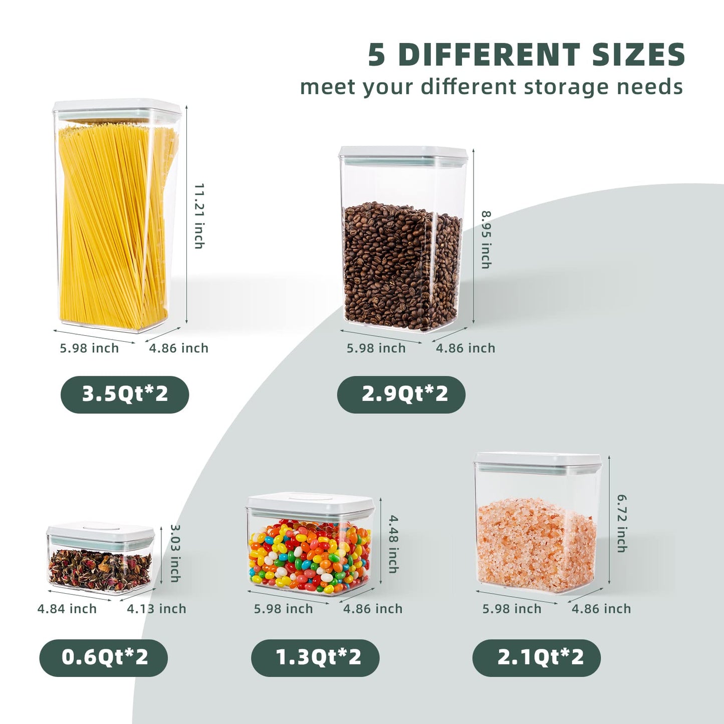 Tourdeus Food Storage Containers with Lids, 10 Pcs Airtight Pantry Storage Sets BPA-Free Pop Top Containers, Stackable Kitchen Organization for Cereal Flour Sugar Rice Pasta