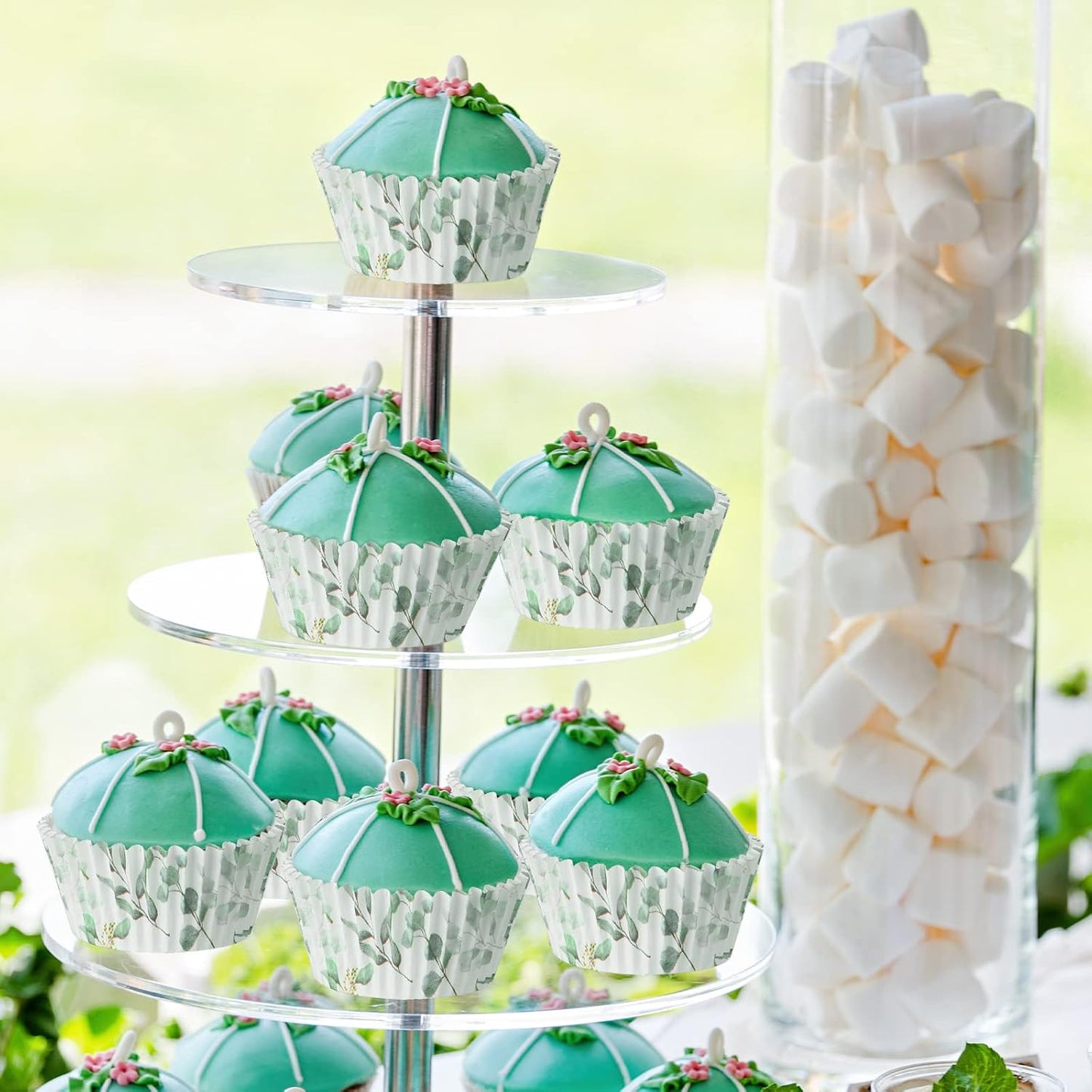 WILLBOND Greenery Cupcake Liners - 300 Count Baking Cups for Baby Showers & Birthday Parties