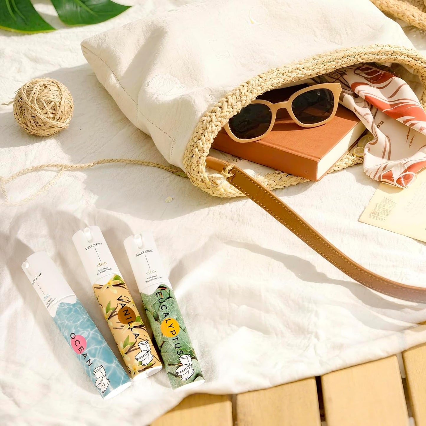 Skiennix Travel Size Toilet Spray - Bathroom Odor Eliminator | 3 Pack, 1 Fl Oz Each, Essential Oils Freshener in Ocean, Eucalyptus, Vanilla