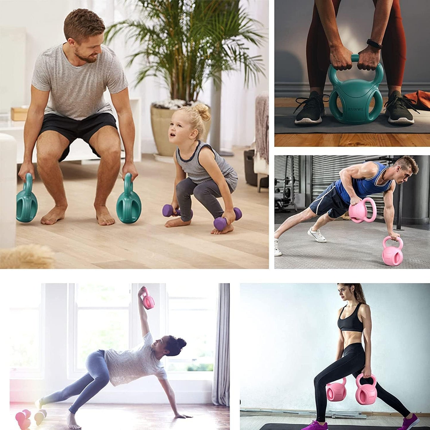 10 lb Kettlebell Weight with Three-handles for Russian Twists AB Exercise, Weightlifting and Core Training All-Purpose Fitness Exercise Home Gym [Purple]