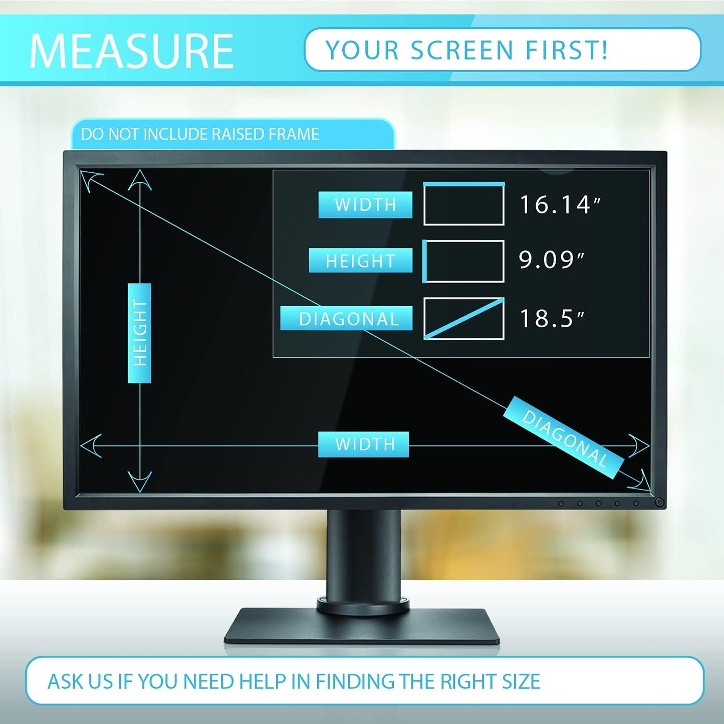 18.5 Inches 16:9 (16.14 inch 9.09 inch Privacy Screen Filter for (Screen Measured Diagonally) Desktop Computer Monitor