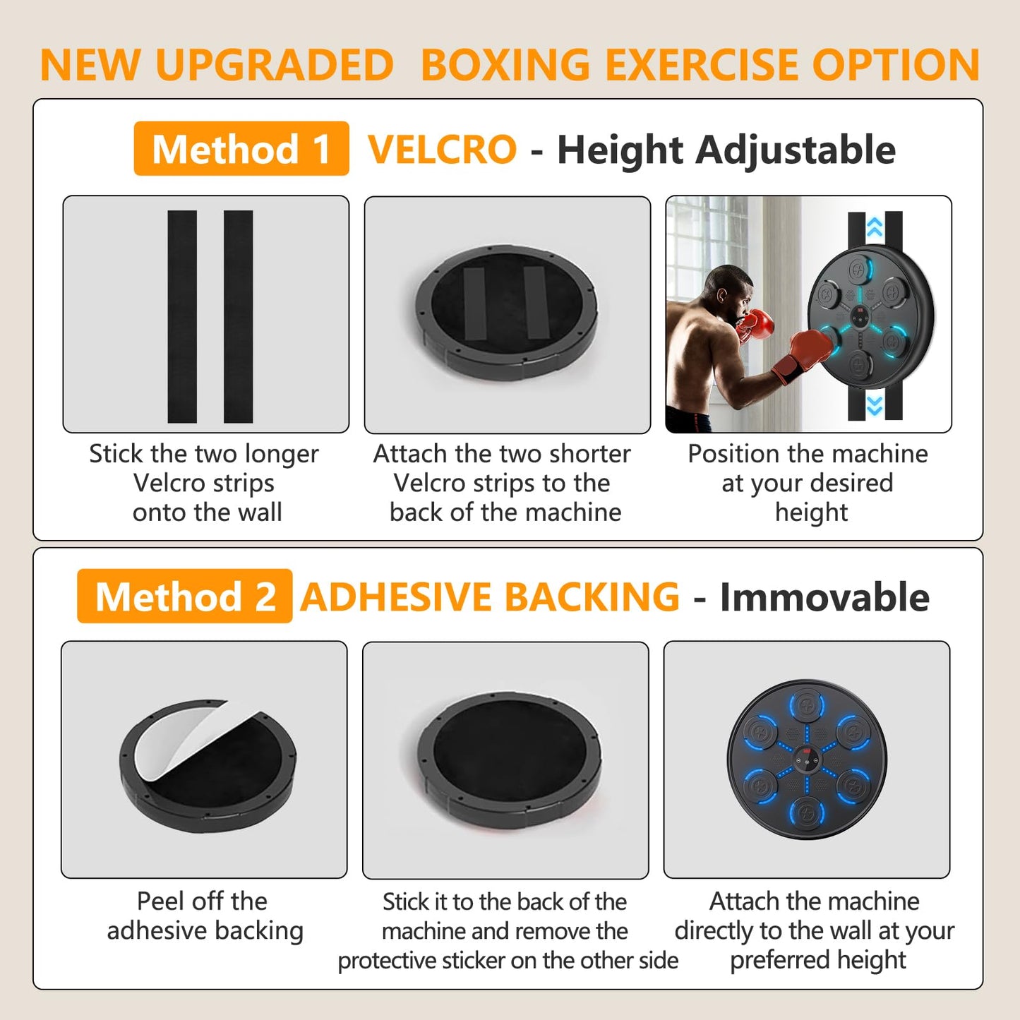 jiaao Music Boxing Machine, 2025 Upgrade Workout Machine for Adults Women Kids, Smart Bluetooth Boxing Music Trainer, with LED Wall Mounted Musical Punching Pad，with Premium Boxing Gloves