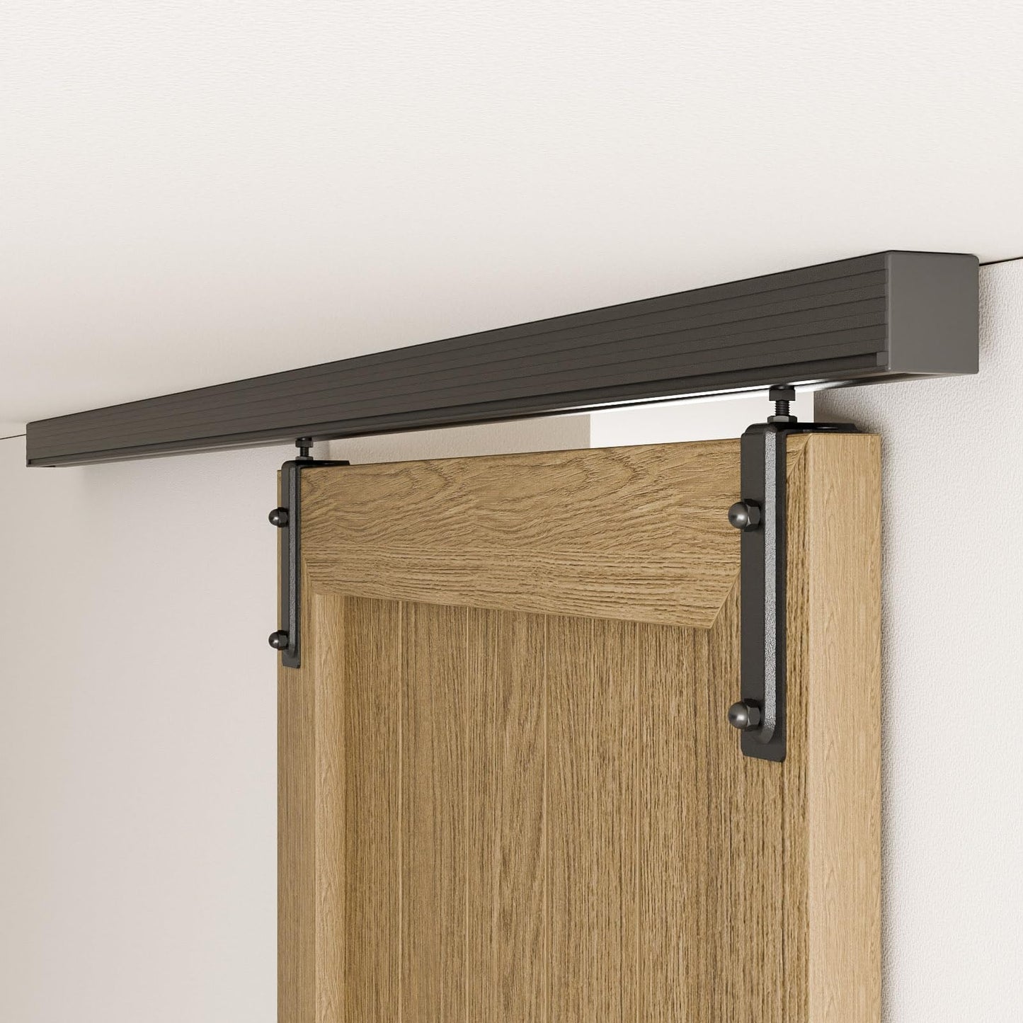 BONIKLUBA 6.6FT Ceiling Mount Box Rail Barn Door Hardware Kit,Heavy Duty Steel Sliding Barn Door Track,Fit Interior and Exterior Door,Easy Install(No Door)