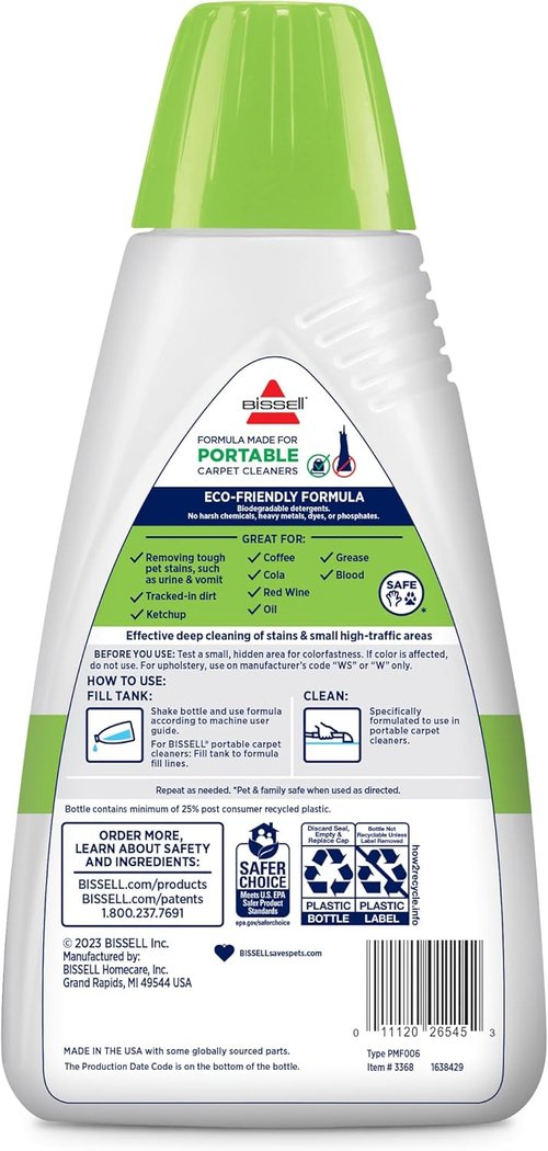 Bissell Simply Spot & Stain Portable Carpet Cleaner - Powerful 32 oz Formula for Tough Stains