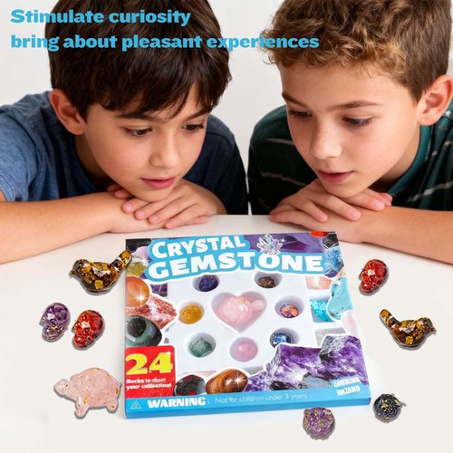 Crystal Advent Calendar 2025 - 24 PCS Gemstones, Minerals & Fossils Collection | Christmas Countdown
