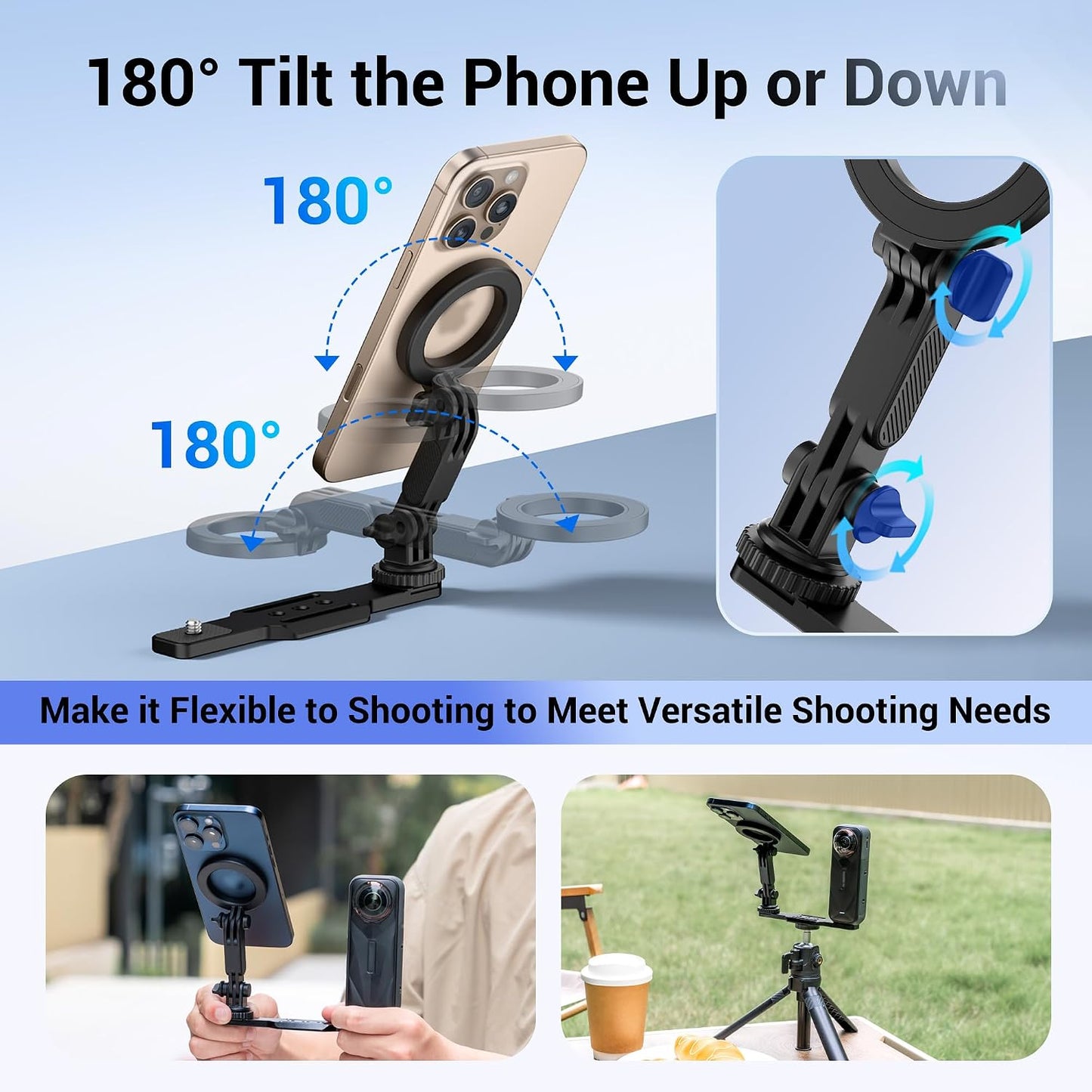 JJC 4 1/4" 20 Insta360 X5 X4 X3 4/3 Pocket Magnetic Phone Mount with Screw & Thread, Phone Holder for / Pocket / Xtra