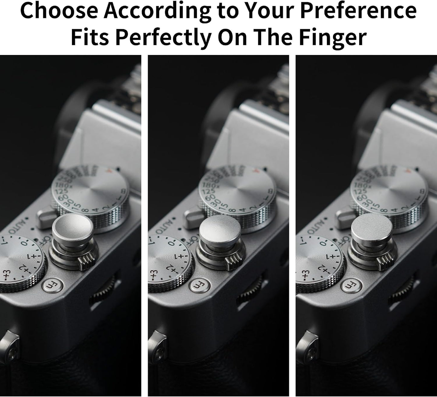 Concave*1, Convex*1, Flat*1 (3 Pack, Shutter Button, Aluminum Shutter Release Button, Compatible with Fujifilm, Canon
