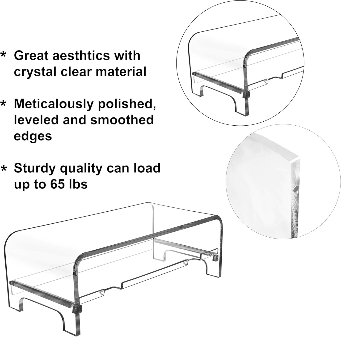 2 5.7 Inch AMT Tier High Acrylic Laptop Monitor Stand & Computer Riser with Cat Keyboard Protector, Space-Saving