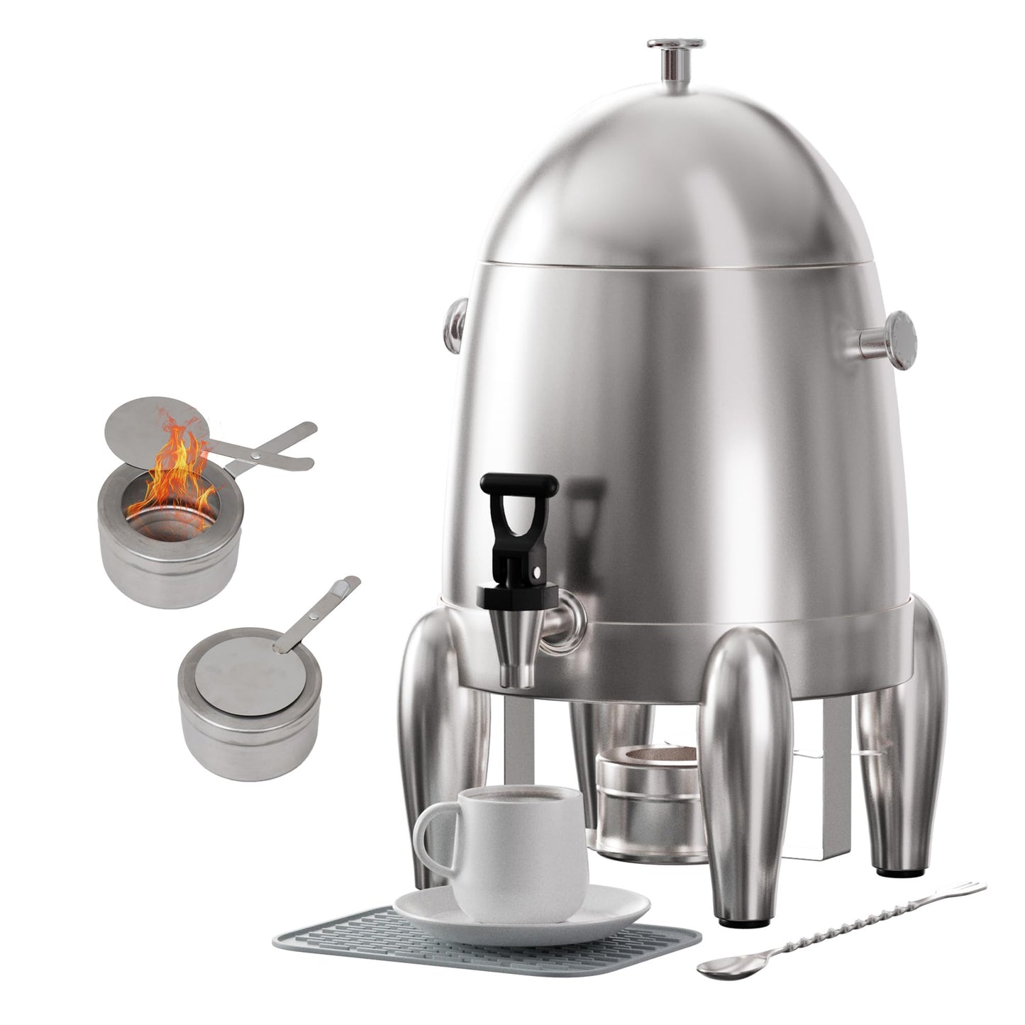 3 Gallon Beverage Dispenser with Stand, Commercial Coffee Urn with Spigot, Hot Drink Buffet Warmer Server for Parties Weddings Holiday Entertaining Catering Events (Plus Mixing Spoon and Drip Mat)