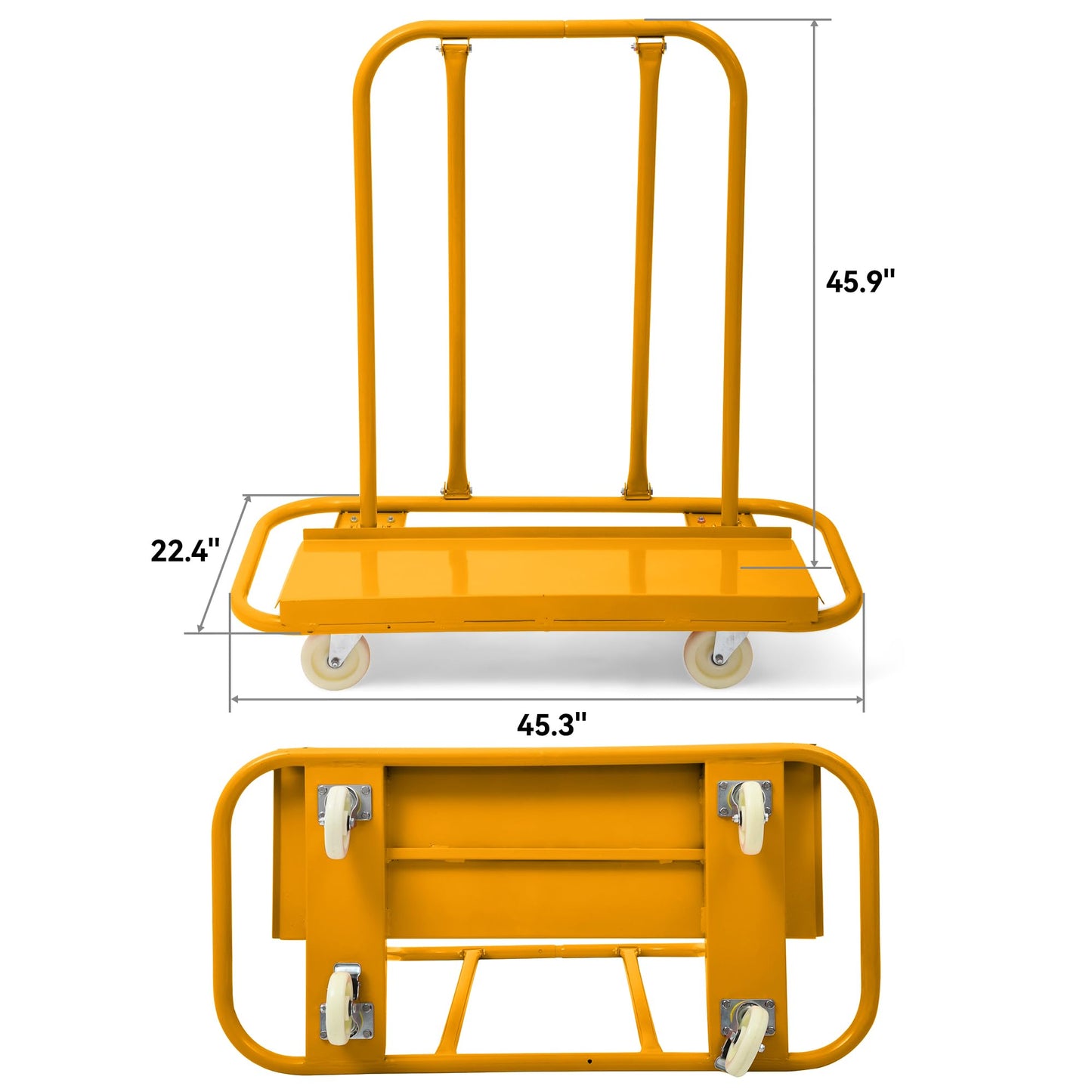 YITAMOTOR 3000lbs Heavy Duty Panel Dolly, Alloy Steel Drywall Sheet Cart 45.3" L×22.4" W×46" H w/ 5" Swivel Wheels for Wall Panel, Sheetrock, Wood Panel, Drywall Cart for Garage, Home, Warehouse
