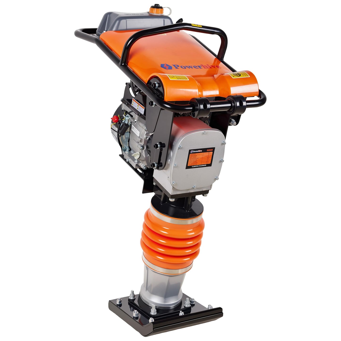 Powerhive Jumping Jack Compactor 6.5 HP 196cc 4 Stroke Gas Engine 2700 lbs Impact Force for Soil, Gravel, Footings, Concrete Slabs, and Foundations
