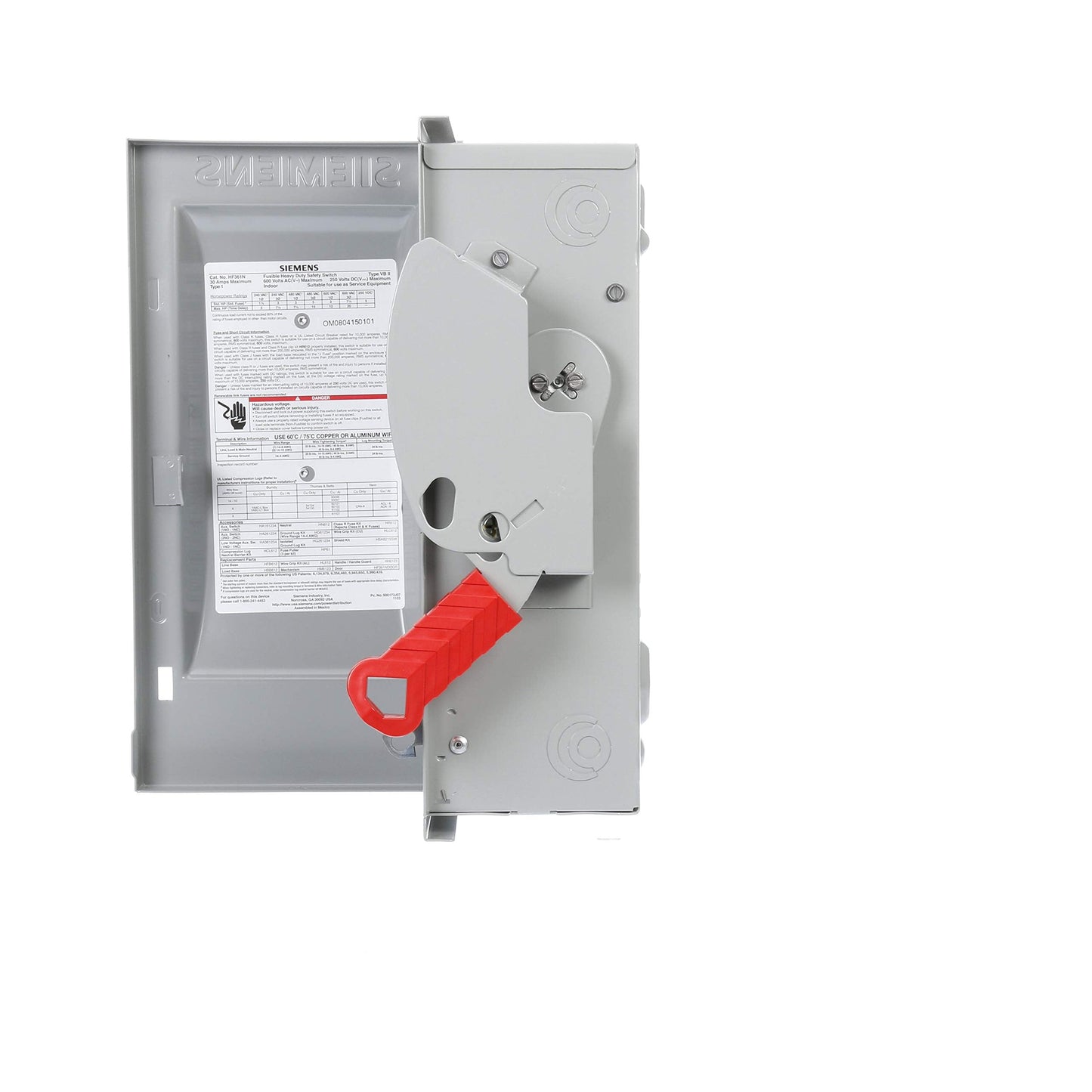 Siemens HF361N 30-Amp 3 Pole 600-volt 4 Wire Fused Heavy Duty Safety Switches