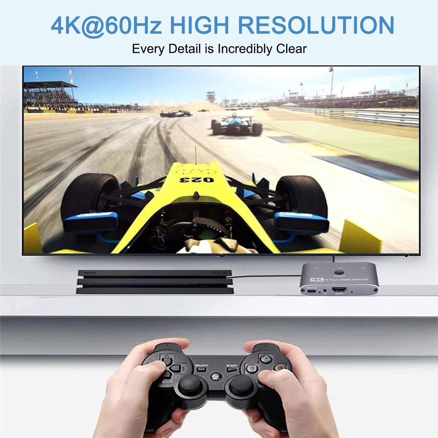 Anber-Tech 4K@60Hz, 3 3 1 4K, 3D, 1080P, 2.0, 2.2, PS4/5, HDMI Switch Port HDMI Switch in Out with IR Remote Control