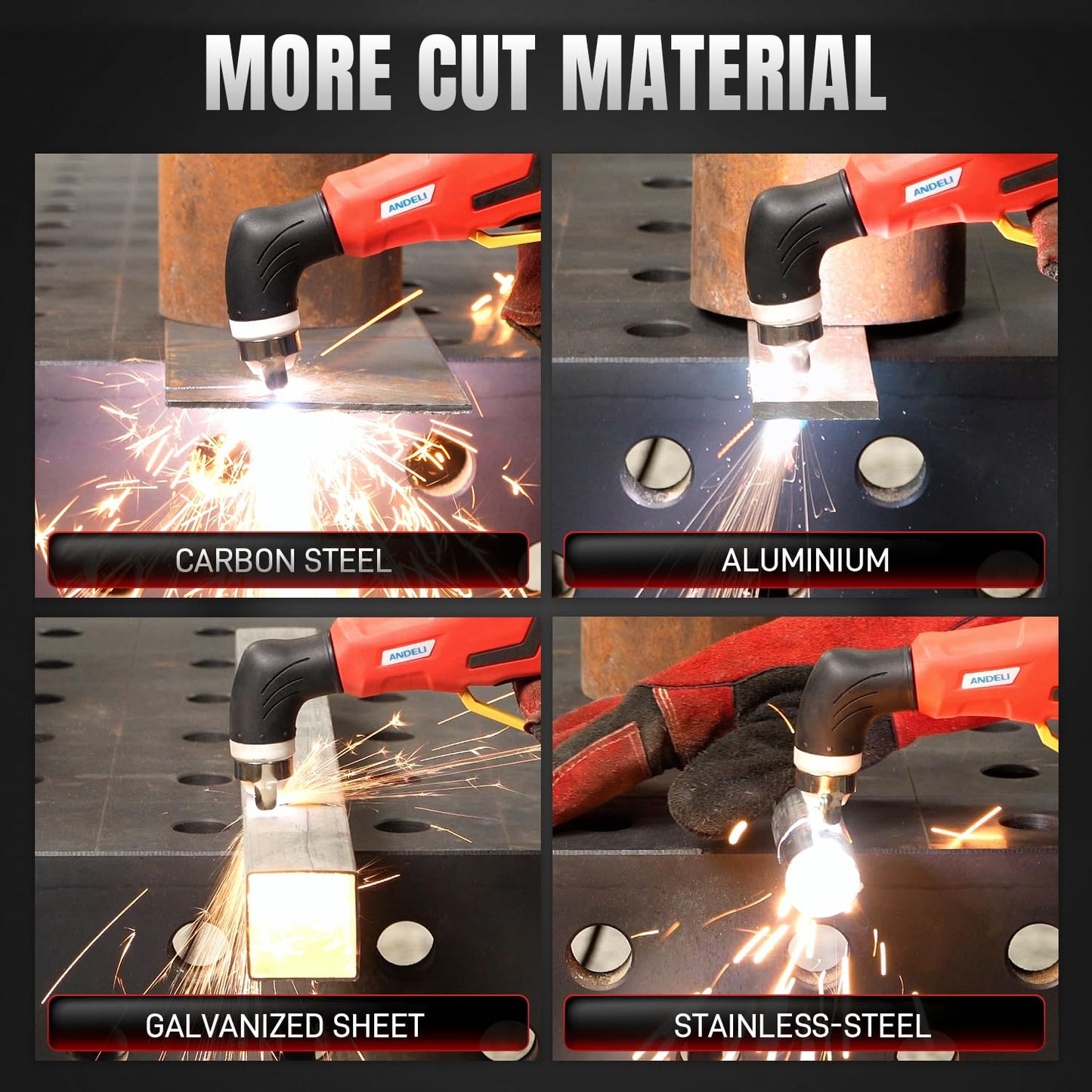ANDELI Plasma Cutter Non-Touch Pilot Arc ，Larger LED Display 50A Plasma Cutter Machine，3/4''Maximum Cut Heavy Duty，110/220V Dual Voltage With ECO Mode，Expanded Plate Cutting,Rust Removal,PT/2T/4T