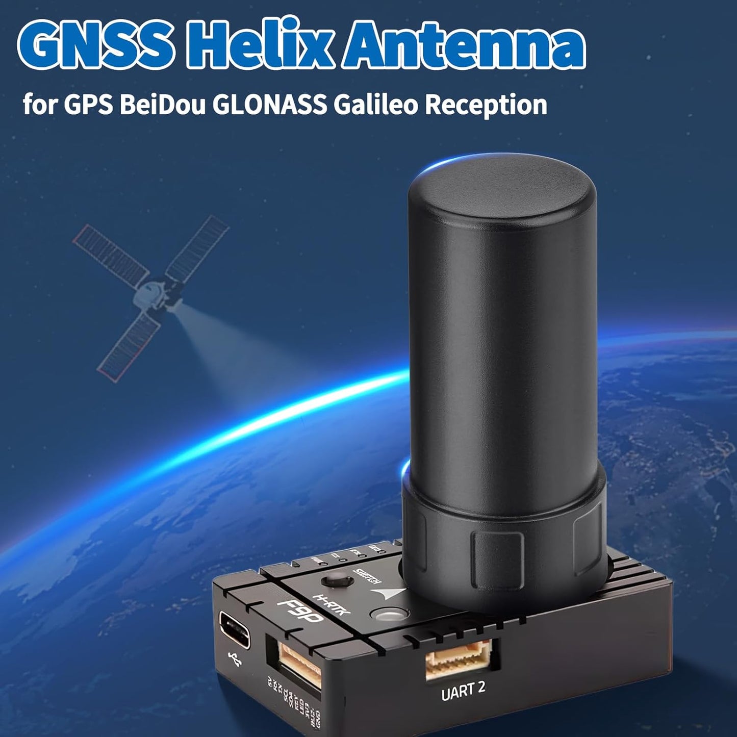 BINGFU 4-System 28dB IP65 GNSS Helix Antenna for GPS/BeiDou/GLONASS/Galileo | High Gain SMA Connector | Waterproof |