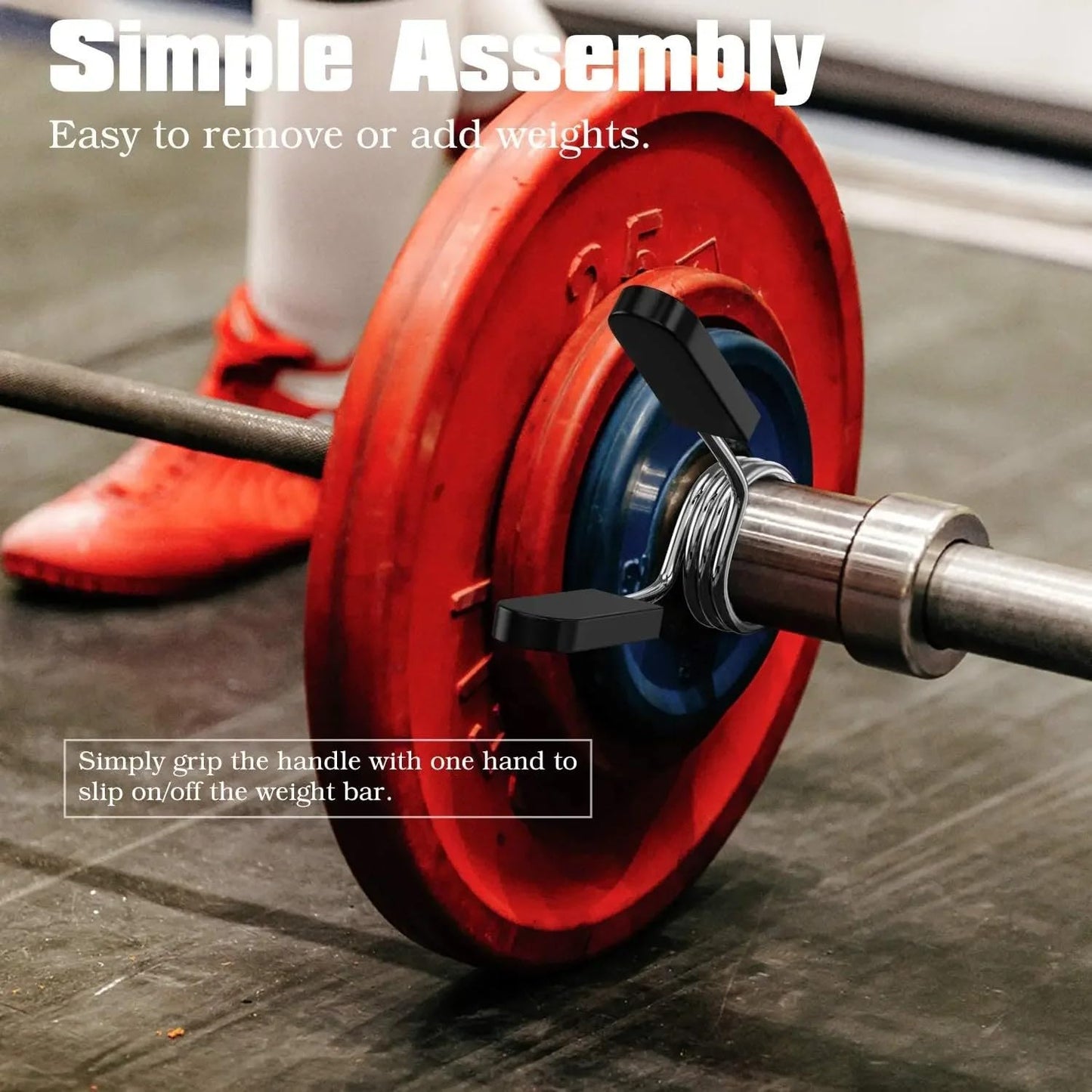 Barbell Spring Clip Dumbbell Clamps Circlip Collars 1 Inch Weight Bars Clips Fitness Weightlifting Lock Buckle for Standard Bar Barbell Strength Training Gym Accessory