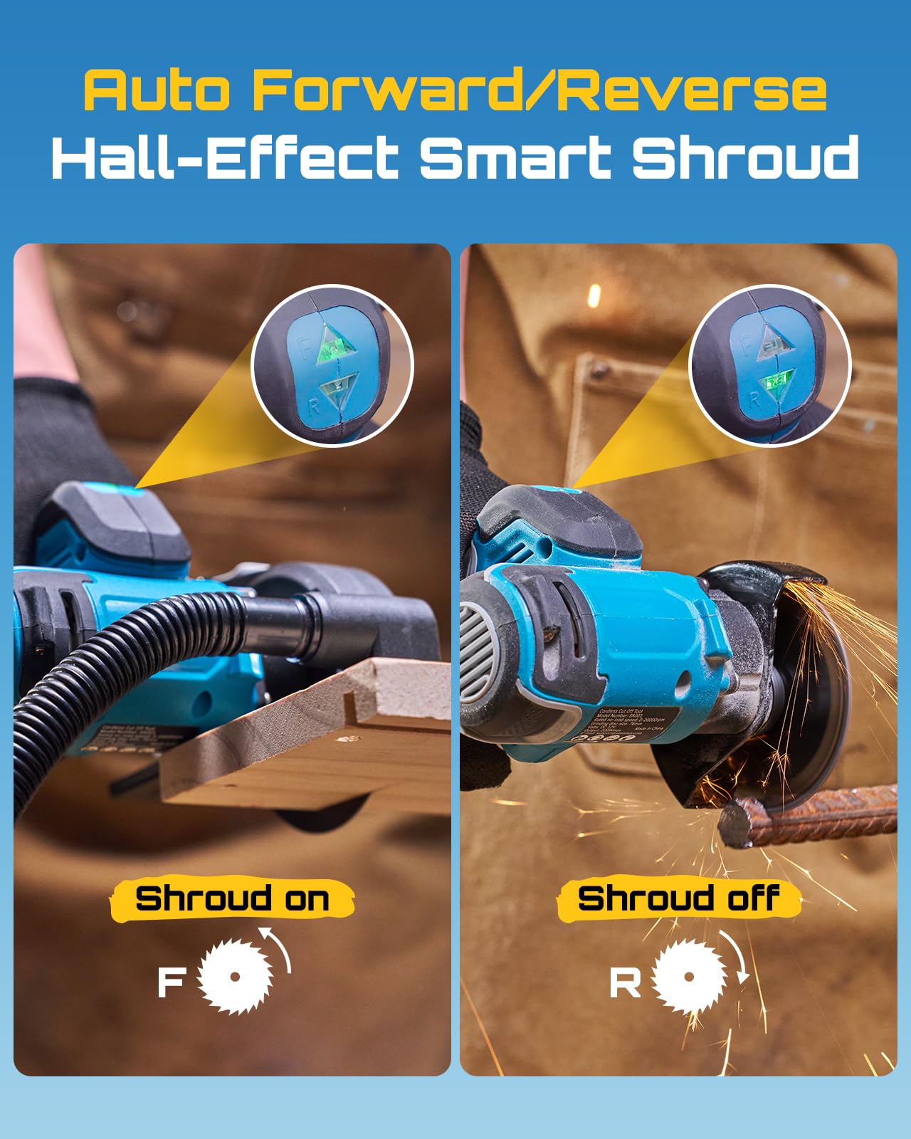 Seesii 3" Cut Off Tool Cordless 21V Max - Brushless & Compact, 20000 RPM Mini Circular Saw with 3/8" Arbor Blades, 0.1s Brake, Forward/Reverse, 2×4.0Ah Batteries for Wood, Metal, Tile, Rebar