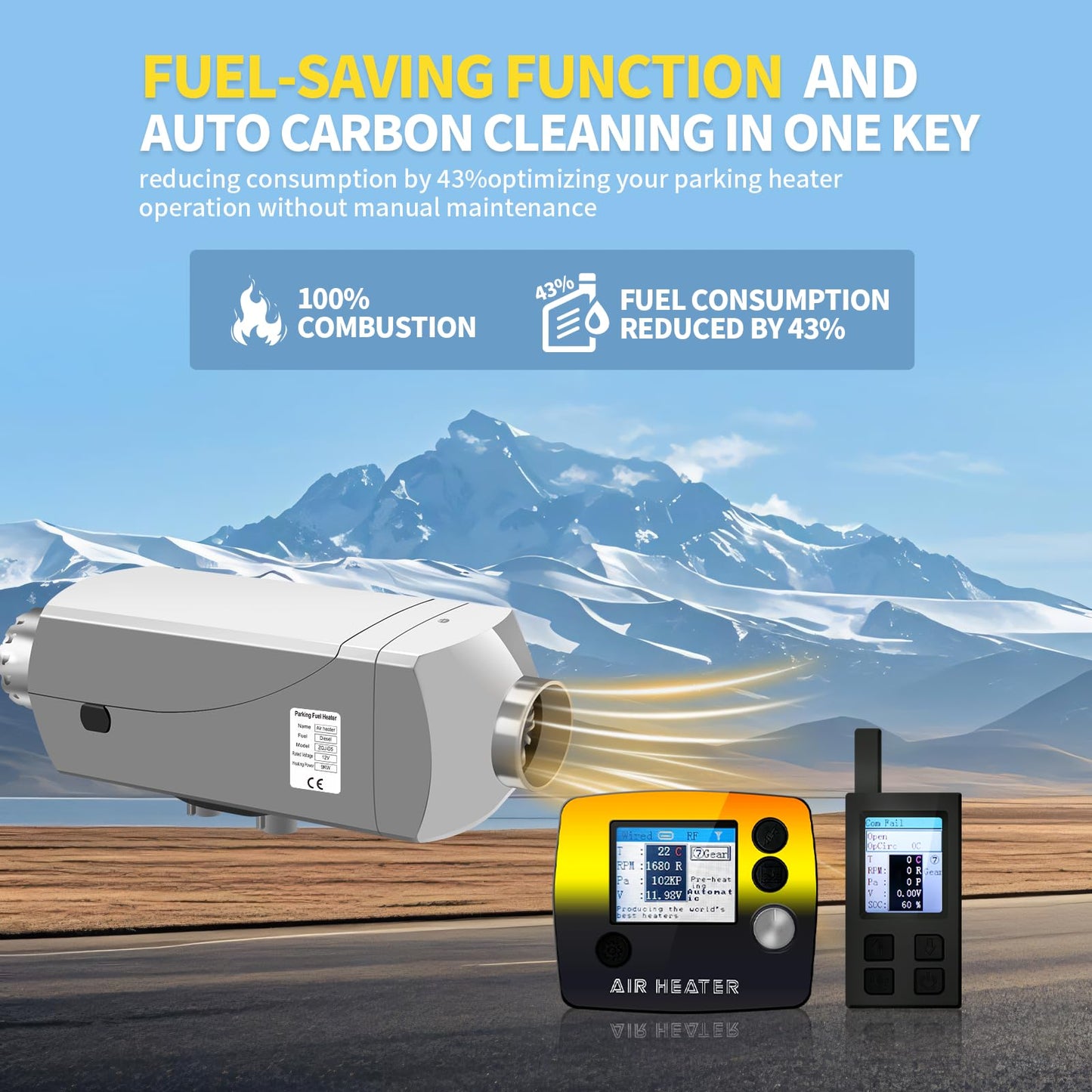 12V Diesel Heater 9000W High Power Parking Heater, 12v Diesel Air Heater with Large Aluminum Body & LCD Display - Diesel Fuel Heater for Trucks, RVs, Marine Heating。。