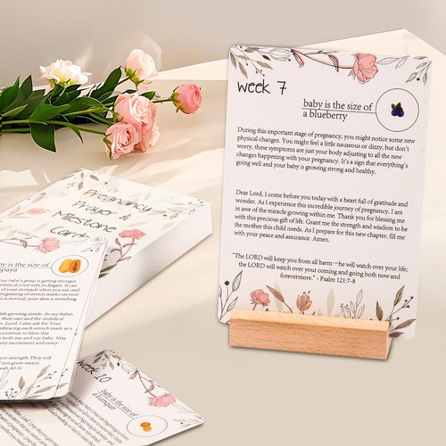 EIHFHIE 20 Pcs Pregnancy Prayer Cards, Pregnancy Must Haves for First Time Mom Gifts, 42 Weekly Prayer & Pregnancy Milestone Cards for Expecting Mother, Best Gifts for Expectant Moms
