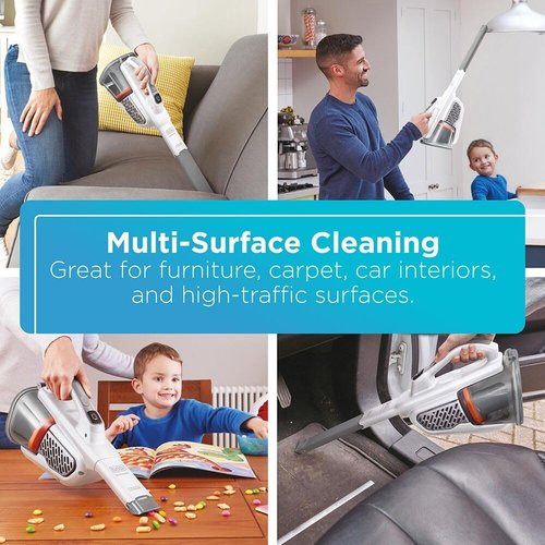 BLACK+DECKER Handheld Vacuum - Cordless & Rechargeable with Powerful Suction | Extra Long Crevice Tool