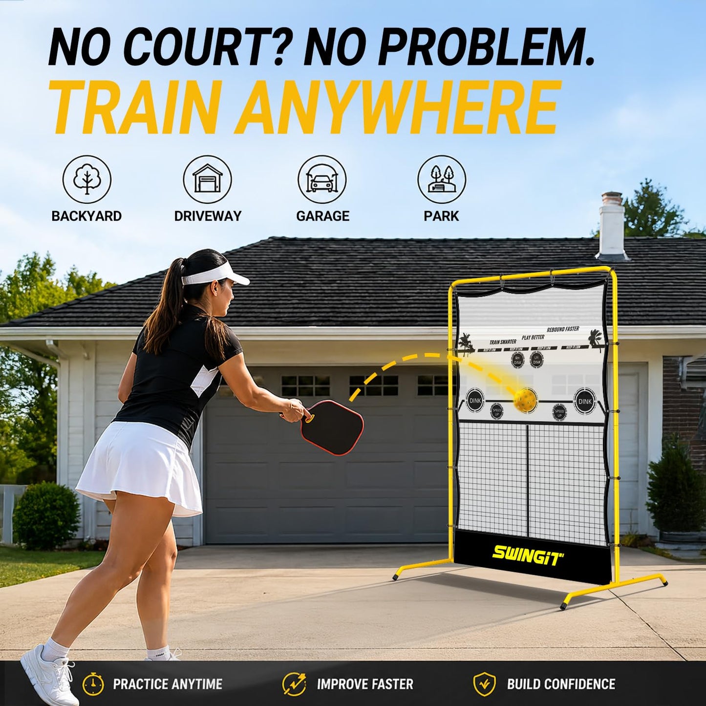Mini Pickleball Rebounder Net 4x6FT Training Equipment Aid, Portable Metal Frame Solo Trainer, Portable Solo Practice Dinks Volleys Drills in Quick Setup for Indoor Garage Outdoor Driveway Backyard