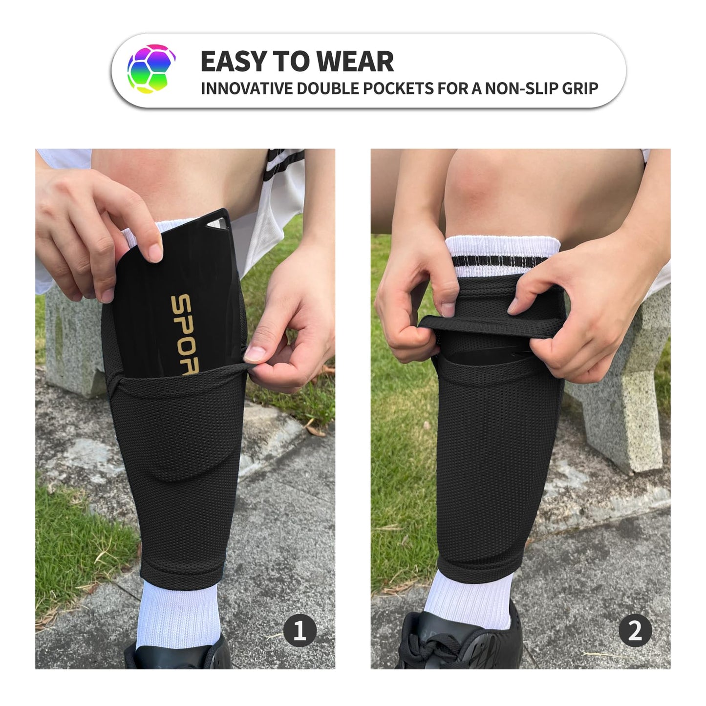 ATHCISE Kids Youth Soccer Shin Guards with Sleeves, Slip in Shinguards Soccer Shin Pads for 3-15 Years Old Boys Girls Child Teens