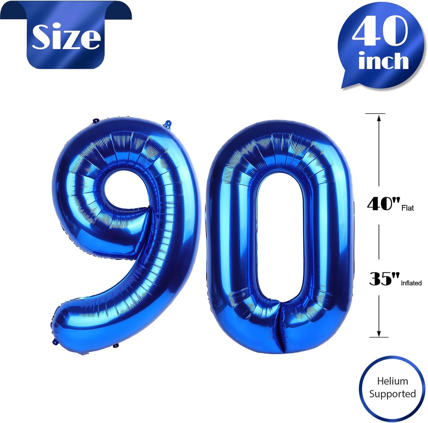 Number 90 Balloon by [Brand Name] - 40 Inch Navy Blue Birthday Decoration for 90th Celebration