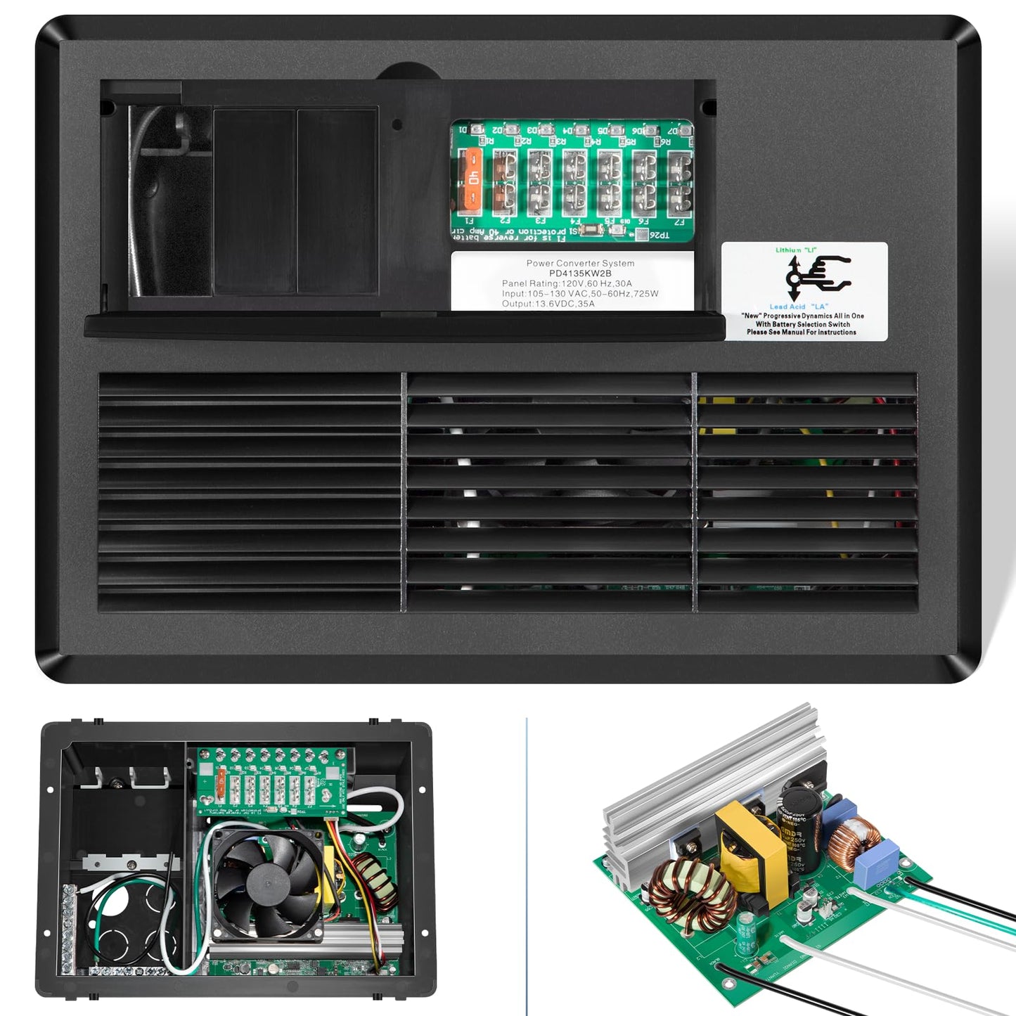 PD4135KW2BV 35 Amp RV Power Converter Panel Converter 105-130VAC to 13.6VDC 35 Amps for Inteli-Power 4100 Series, Replaces for WFCO 8735