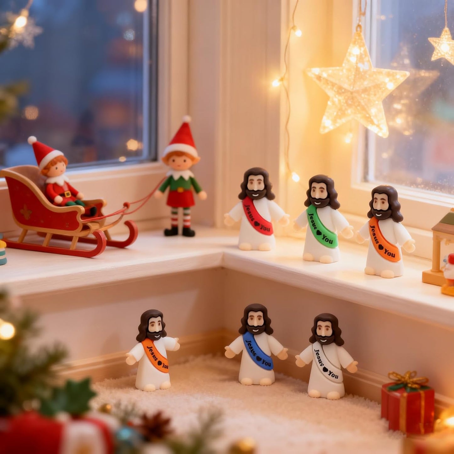 Owurha Mini Jesus Figurines - 50 Pcs Tiny Religious Figures for Sunday School & Baptism Gifts