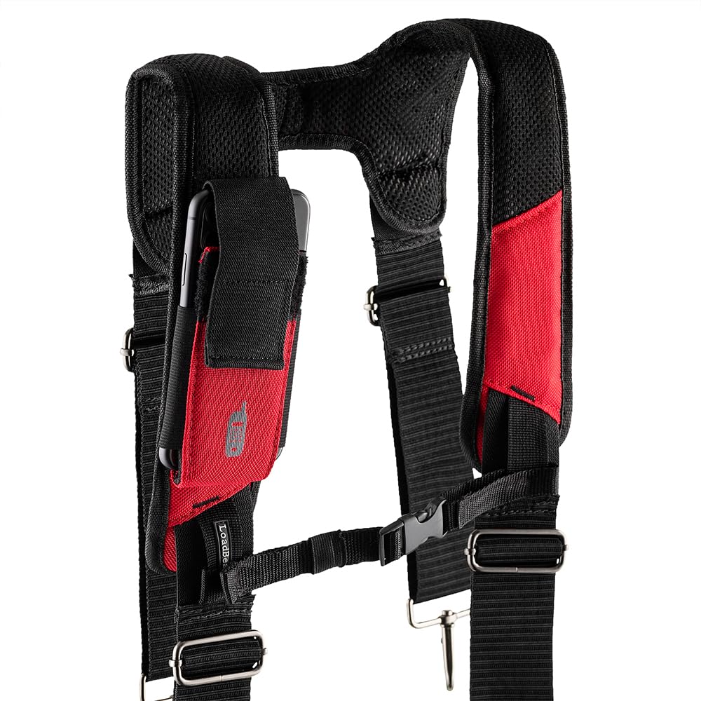 Bucket Boss 3 Tool Bag Tool Belt with Suspenders in Red, 55185-RD