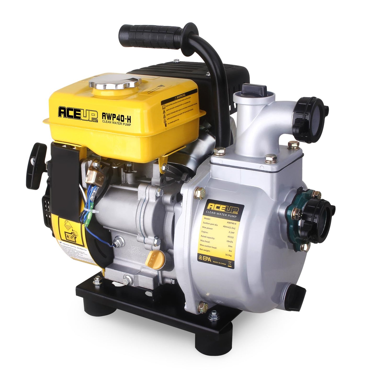 Aceup Energy Gas Water Pump 1.5-Inch with Hose, 79 GPM 79.8cc 2.1 HP Gas Powered Water Pump, Lightweight, EPA Certified