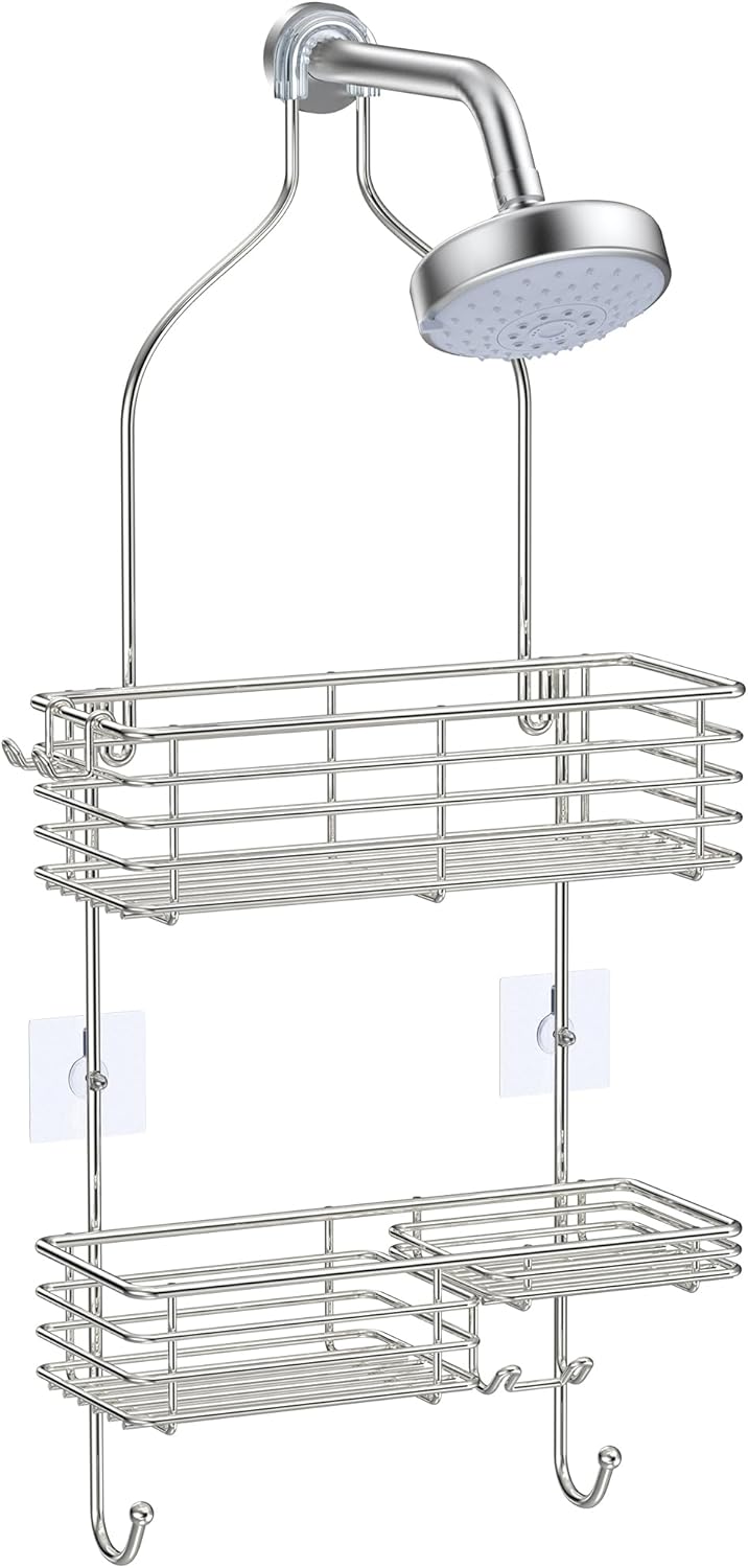 SMARTAKE Shower Head Caddy - Rustproof Stainless Steel Organizer for Bathroom Storage | Silver