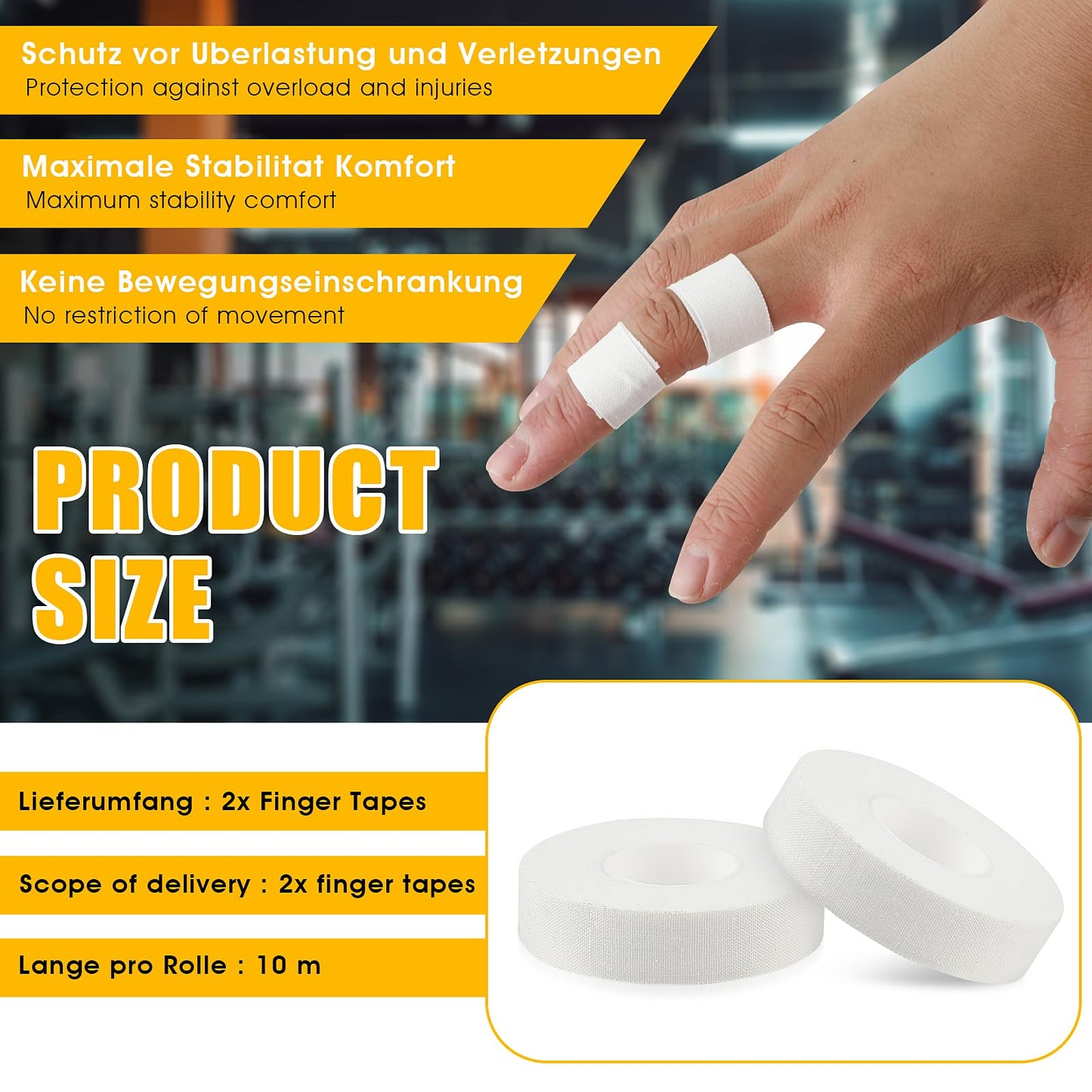 COMNICO Finger Tape, White Extra Strong 0.6-Inch x 32-feet Athletic Tape for Fingers Feet Sweat Volleyball Finger Tape for Outdoor Sports Climbing Football (2)