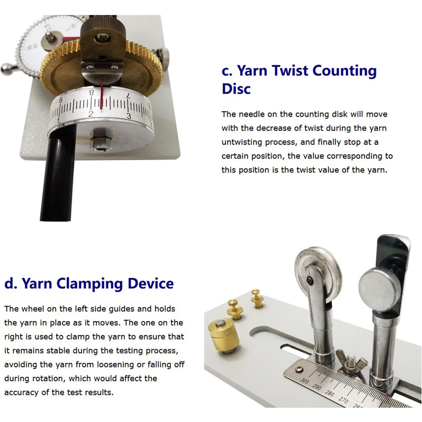 INTBUYING Yarn Twist Tester Hand Crank Twist Meter Twisting Machine Twist Indication 0.1-500 Twists Yarn Twist Tester for Cotton, Wool, Linen, Silk and Other Yarns