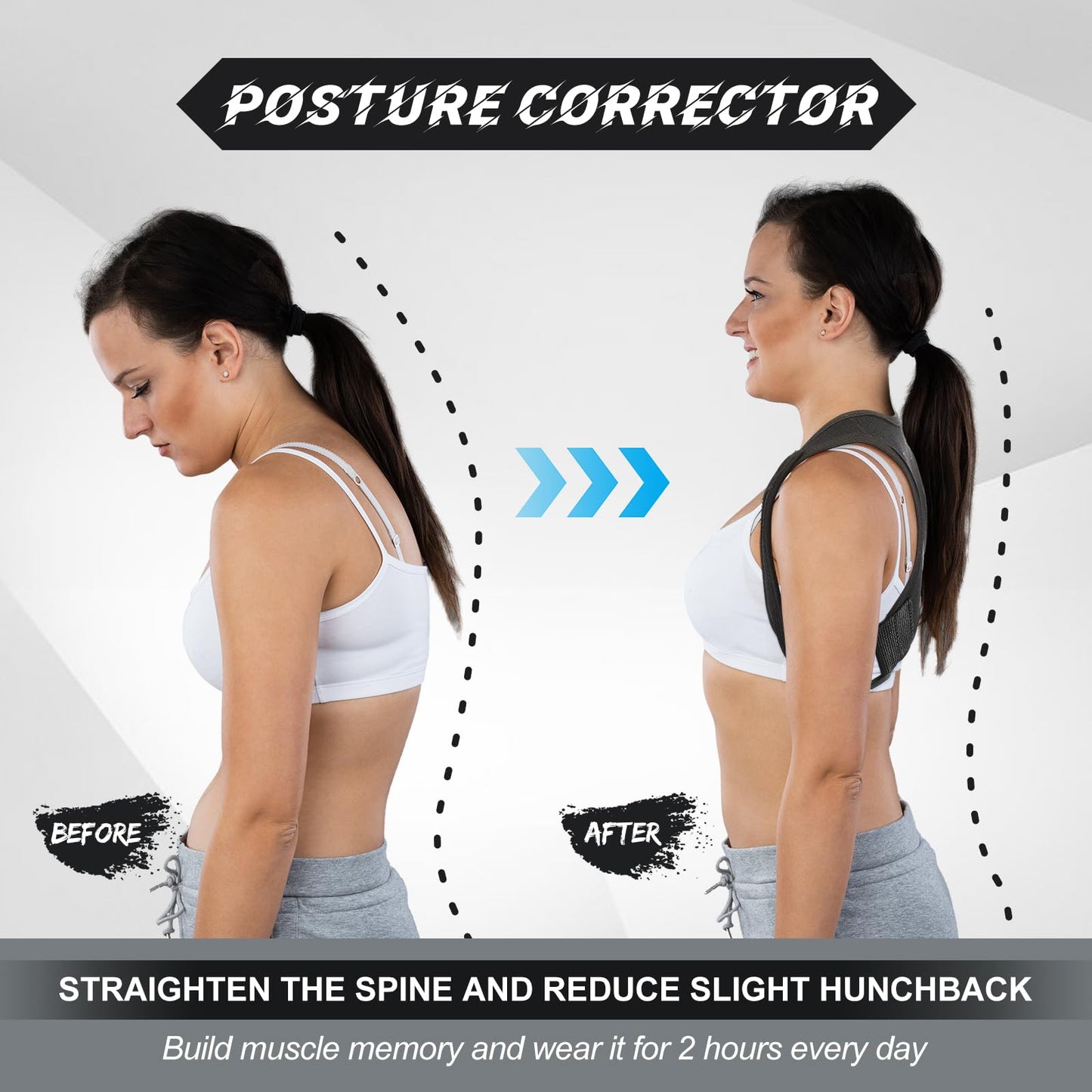 Threlaco Posture Corrector for Women and Men, Adjustable Posture Back Brace Shoulder Brace, Discreet Under Clothes Design Back Support, Pain Relief for Improved Neck Support (Black)